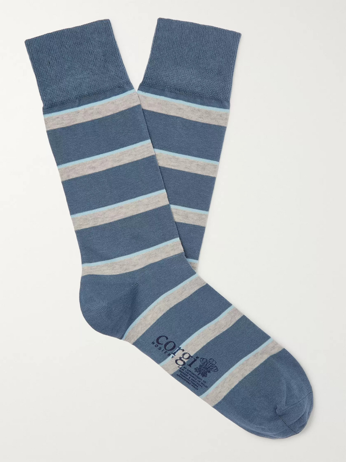 Kingsman Corgi Striped Cotton-blend Socks In Blue