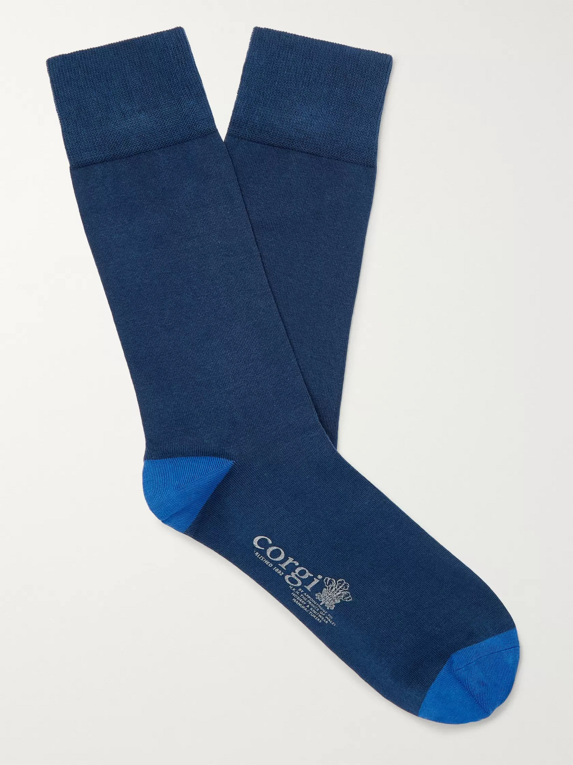 Kingsman Corgi Colour-block Cotton-blend Socks In Blue