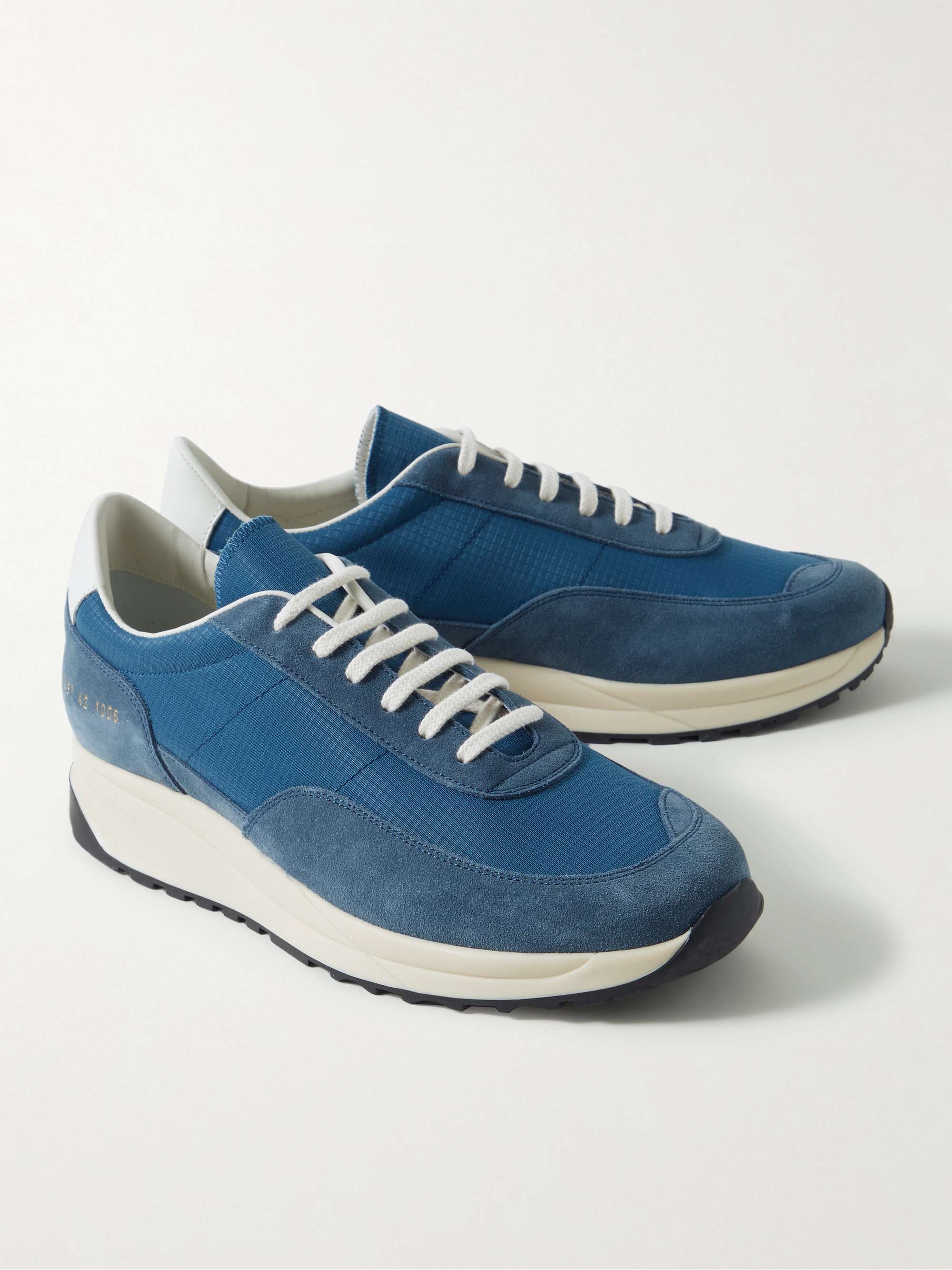 COMMON PROJECTS Track 80 Leather-Trimmed Suede and Ripstop Sneakers