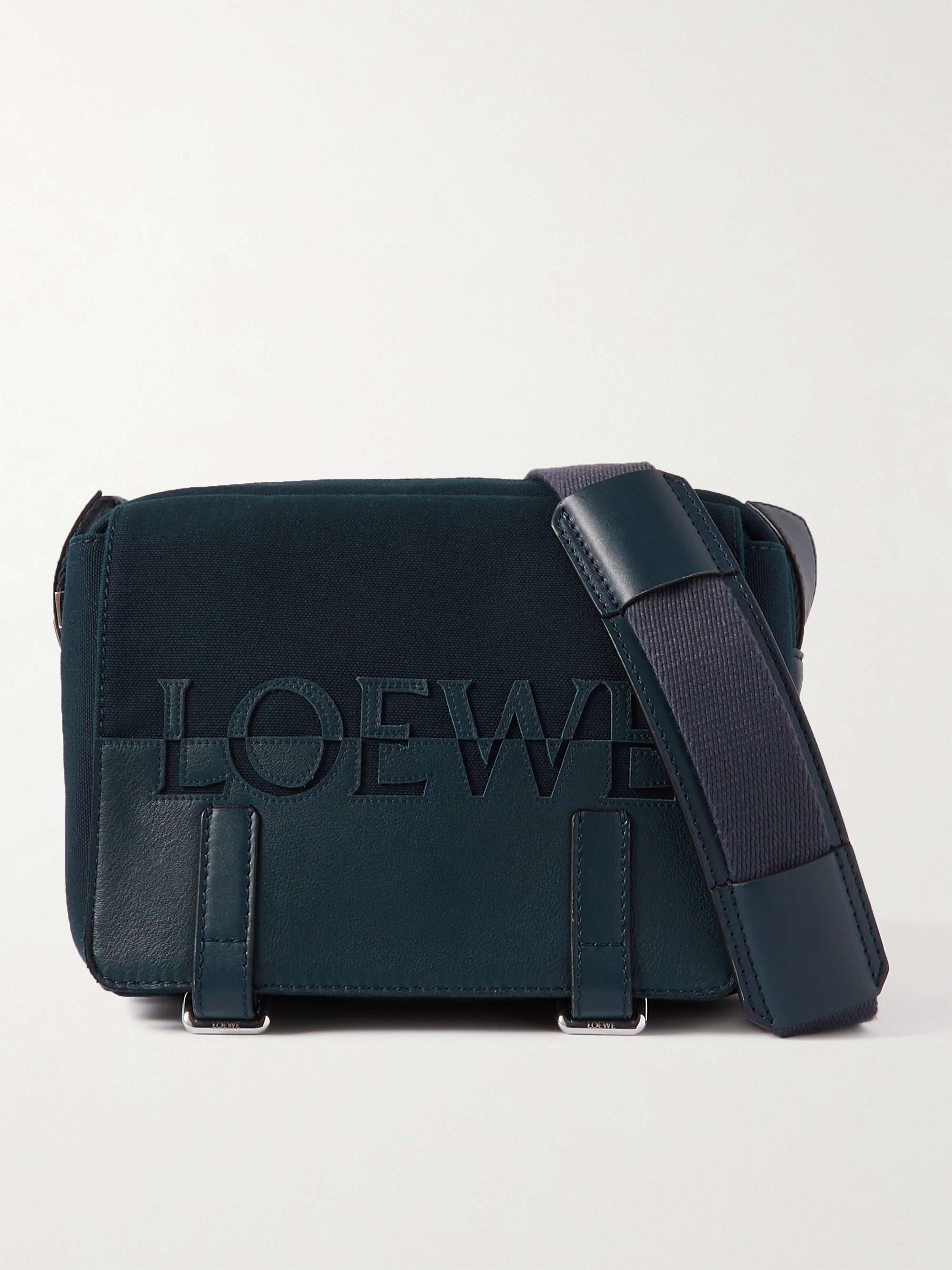 LOEWE Military XS Leather-Trimmed Canvas Messenger Bag