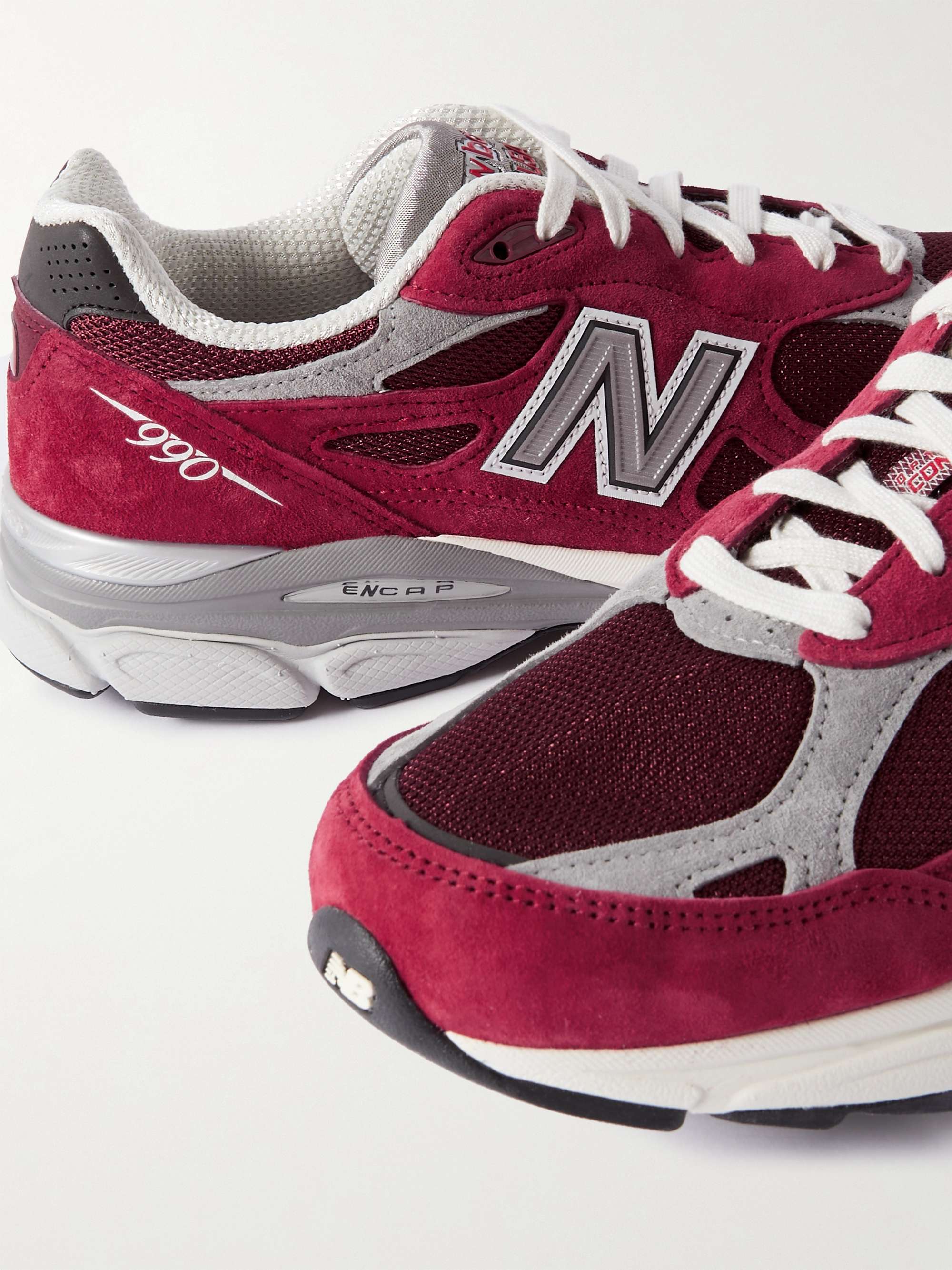 NEW BALANCE 990v3 Leather-Trimmed Suede and Mesh Sneakers
