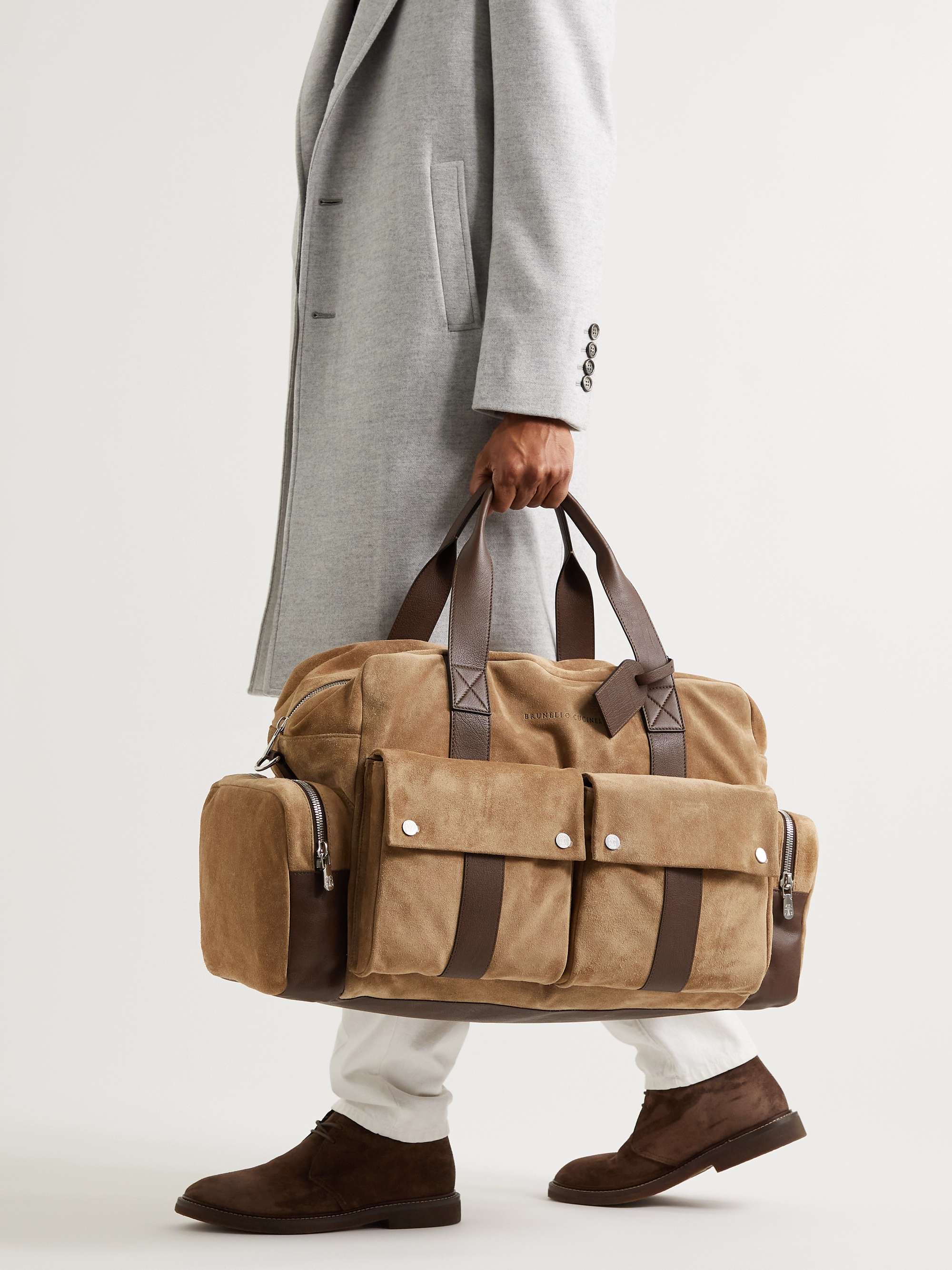 BRUNELLO CUCINELLI Leather-Trimmed Suede Holdall