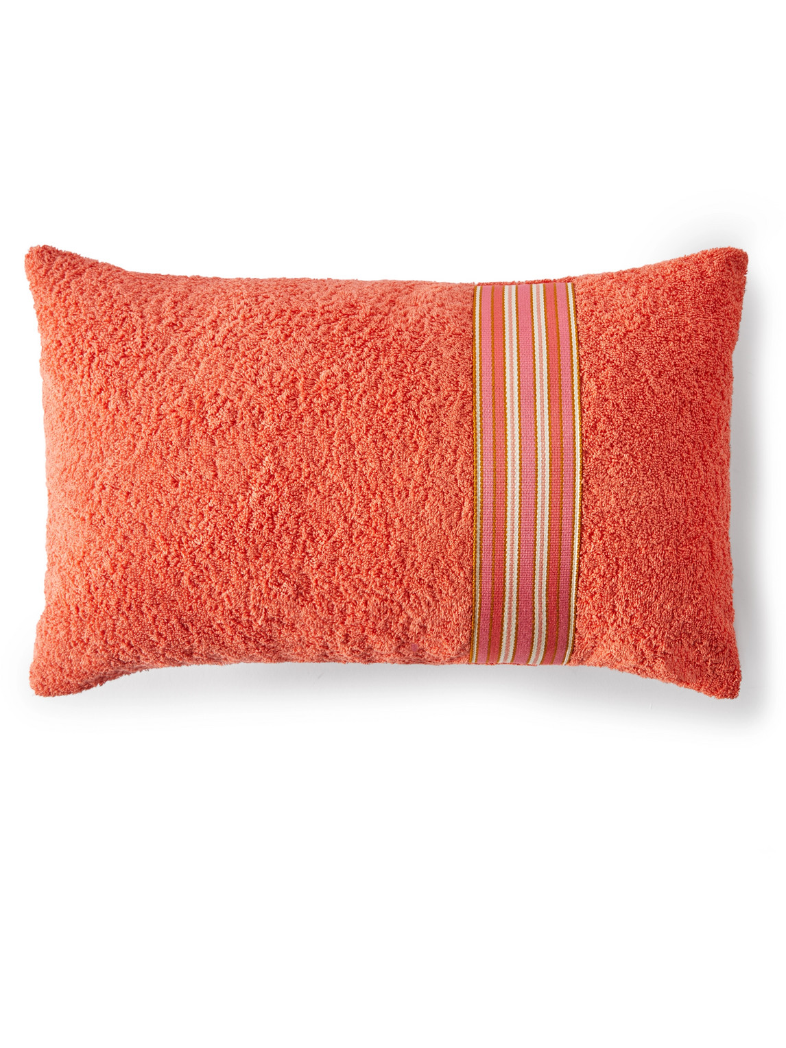 Striped Webbing-Trimmed Cotton-Terry Beach Pillow