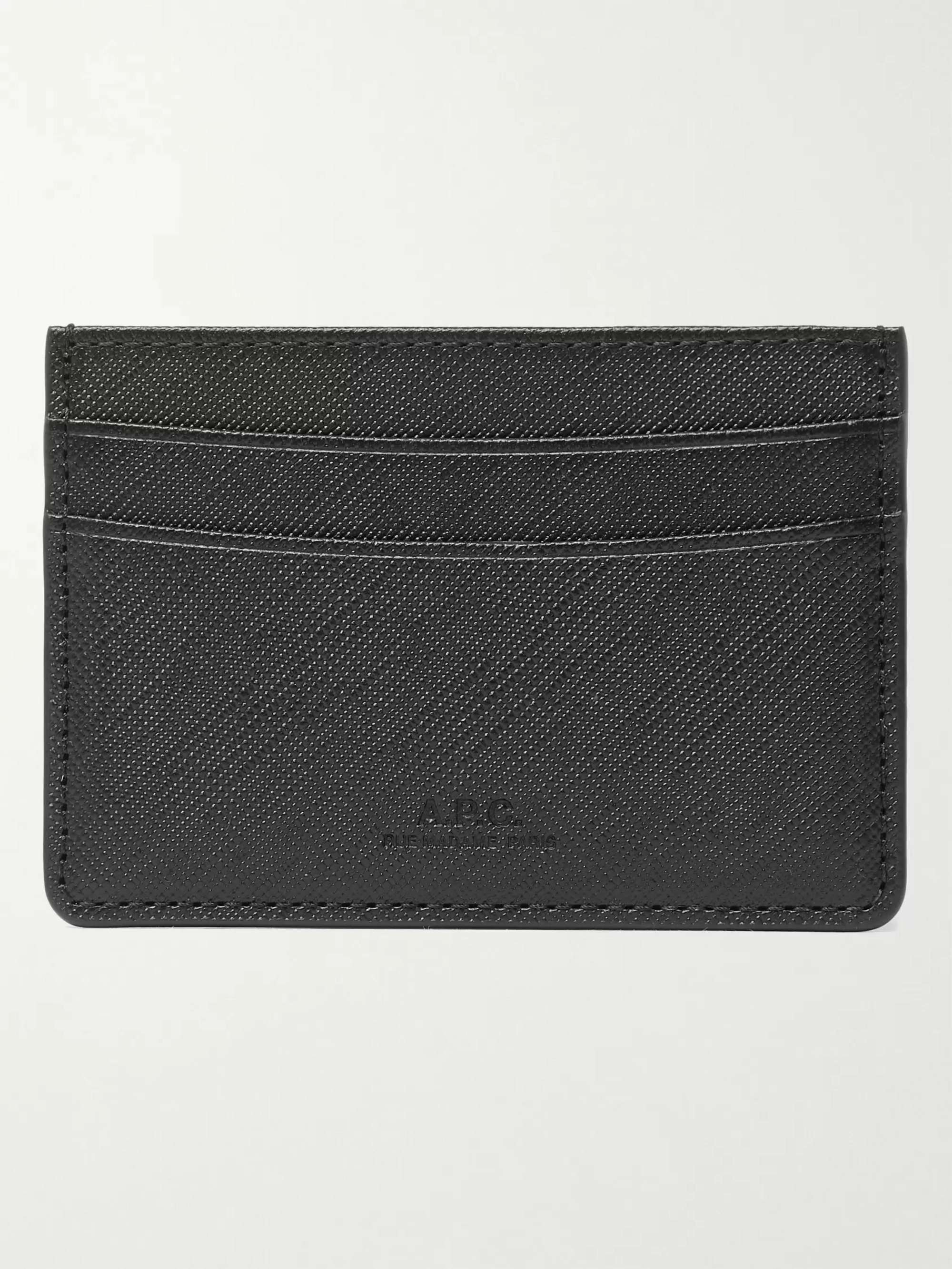 아페쎄 카드 지갑 A.P.C. Andre Cross-Grain Leather Cardholder,Black