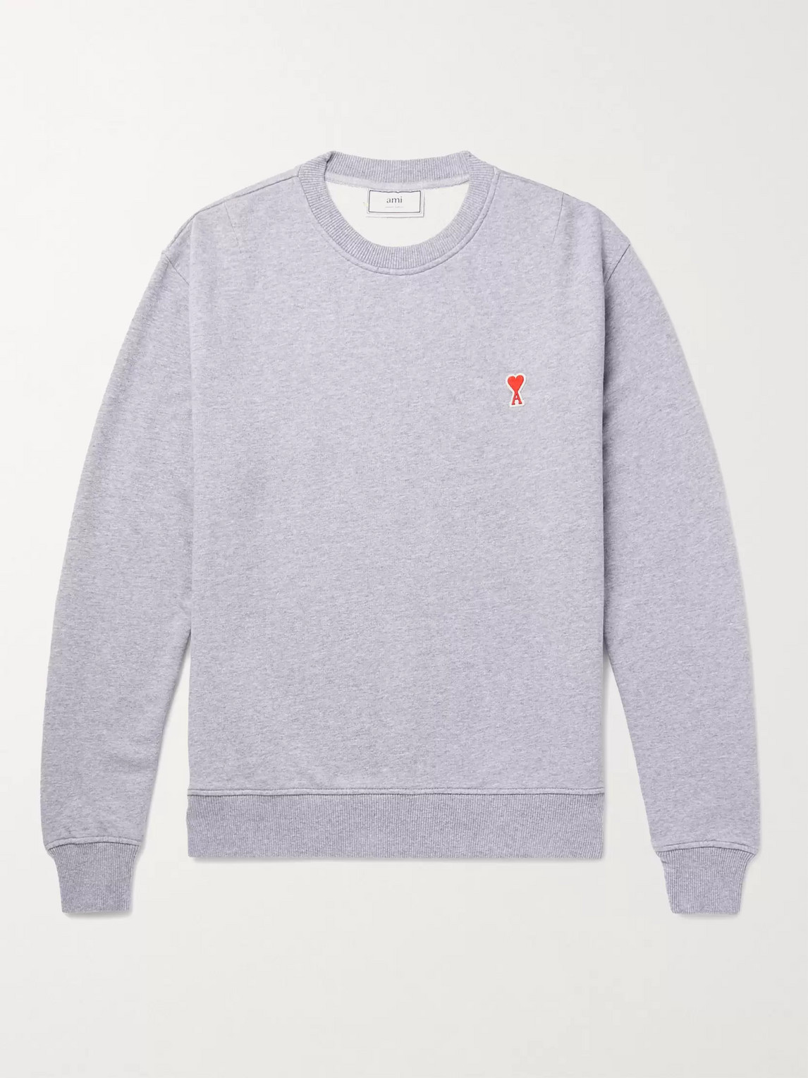 Ami Alexandre Mattiussi Logo-appliquéd Loopback Cotton-jersey Sweatshirt In Gray