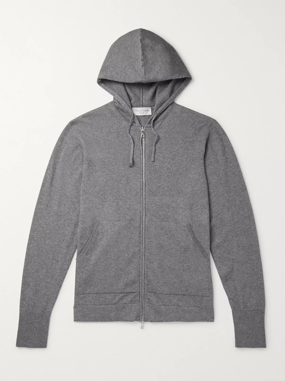 OFFICINE GENERALE COTTON AND WOOL-BLEND ZIP-UP HOODIE