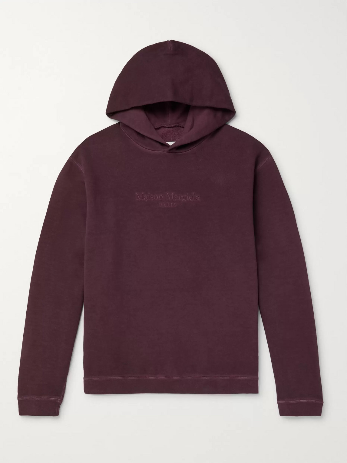 MAISON MARGIELA OVERSIZED LOGO-EMBROIDERED GARMENT-DYED LOOPBACK COTTON-JERSEY HOODIE