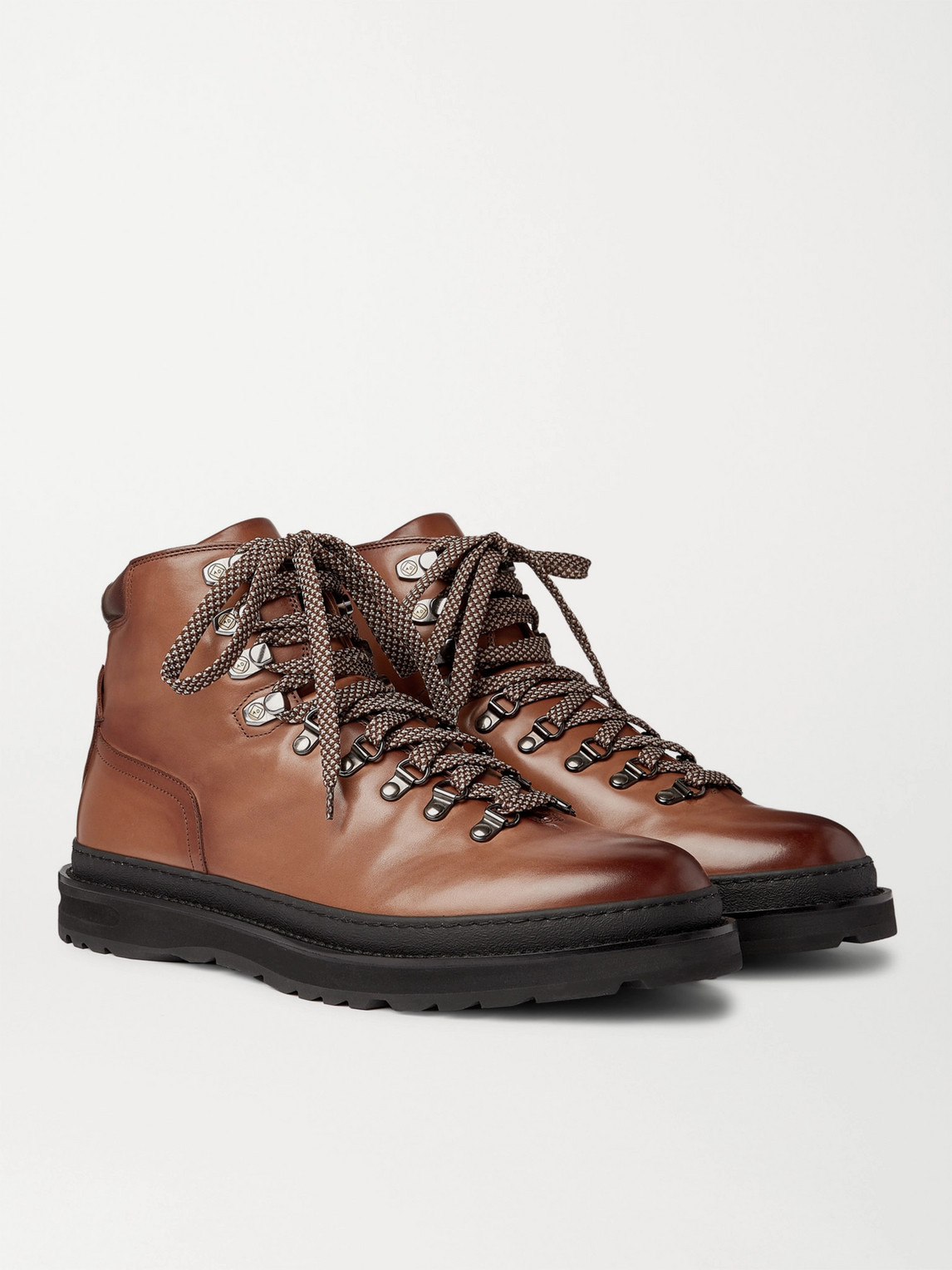DUNHILL TRAVERSE BURNISHED-LEATHER BOOTS