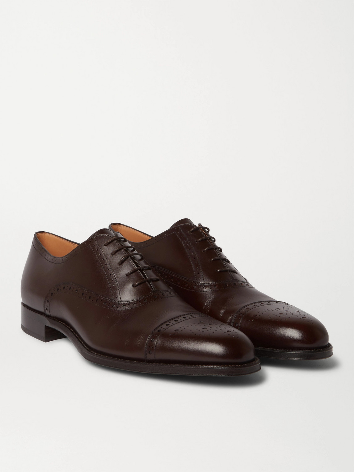 Dunhill Kensington Leather Oxford Brogues In Brown