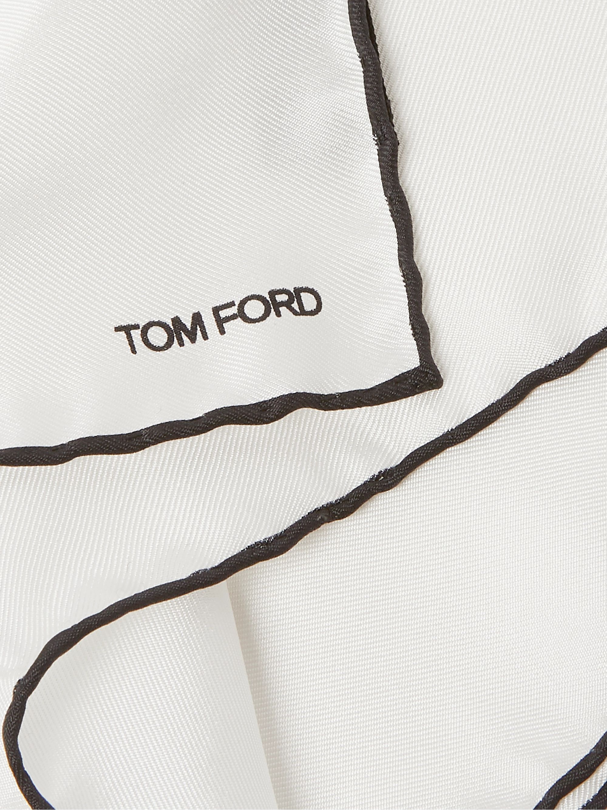 White Contrast-Tipped Silk-Twill Pocket Square | TOM FORD | MR PORTER