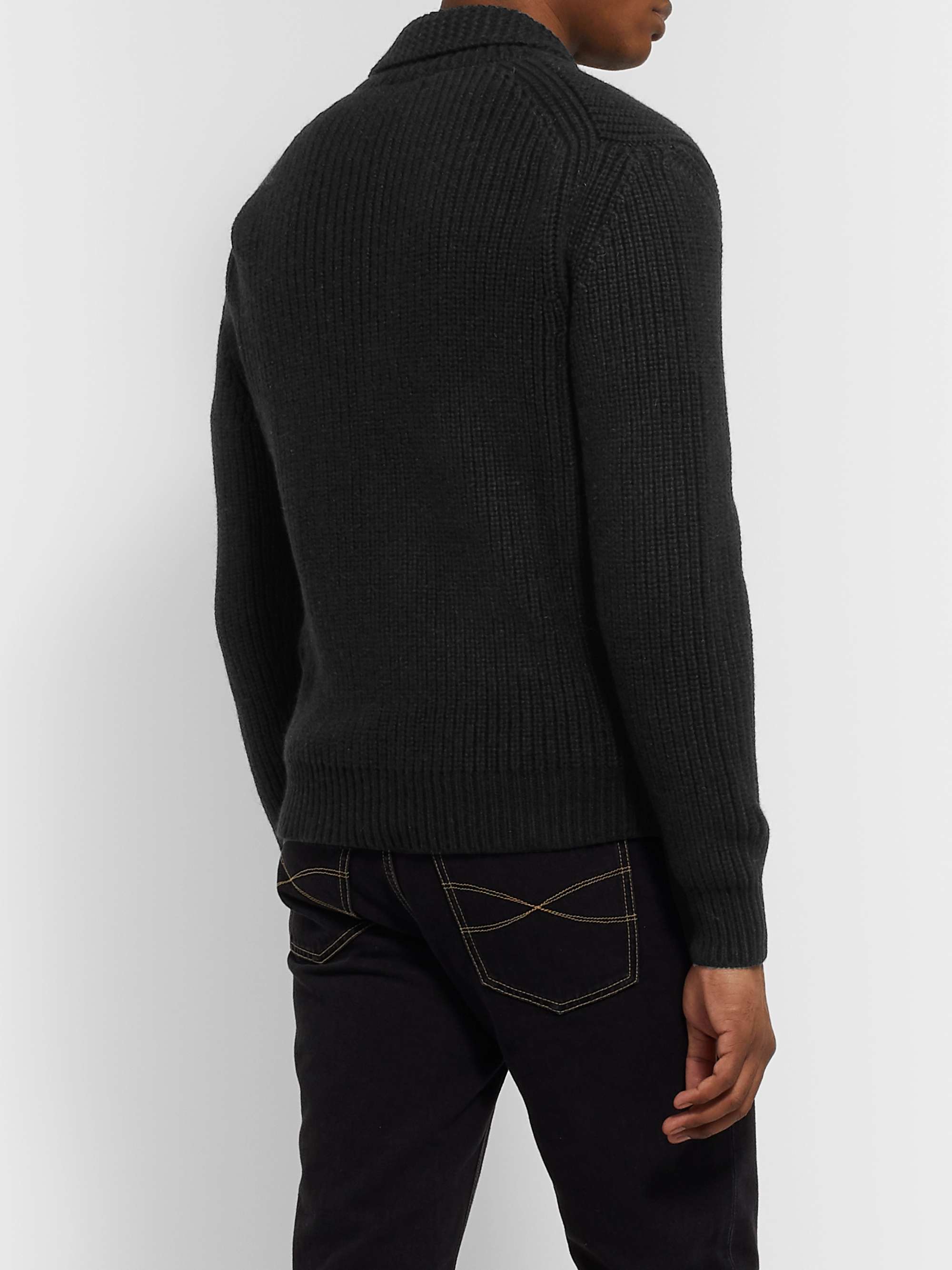TOM FORD Shawl-Collar Cable-Knit Cashmere and Mohair-Blend Cardigan