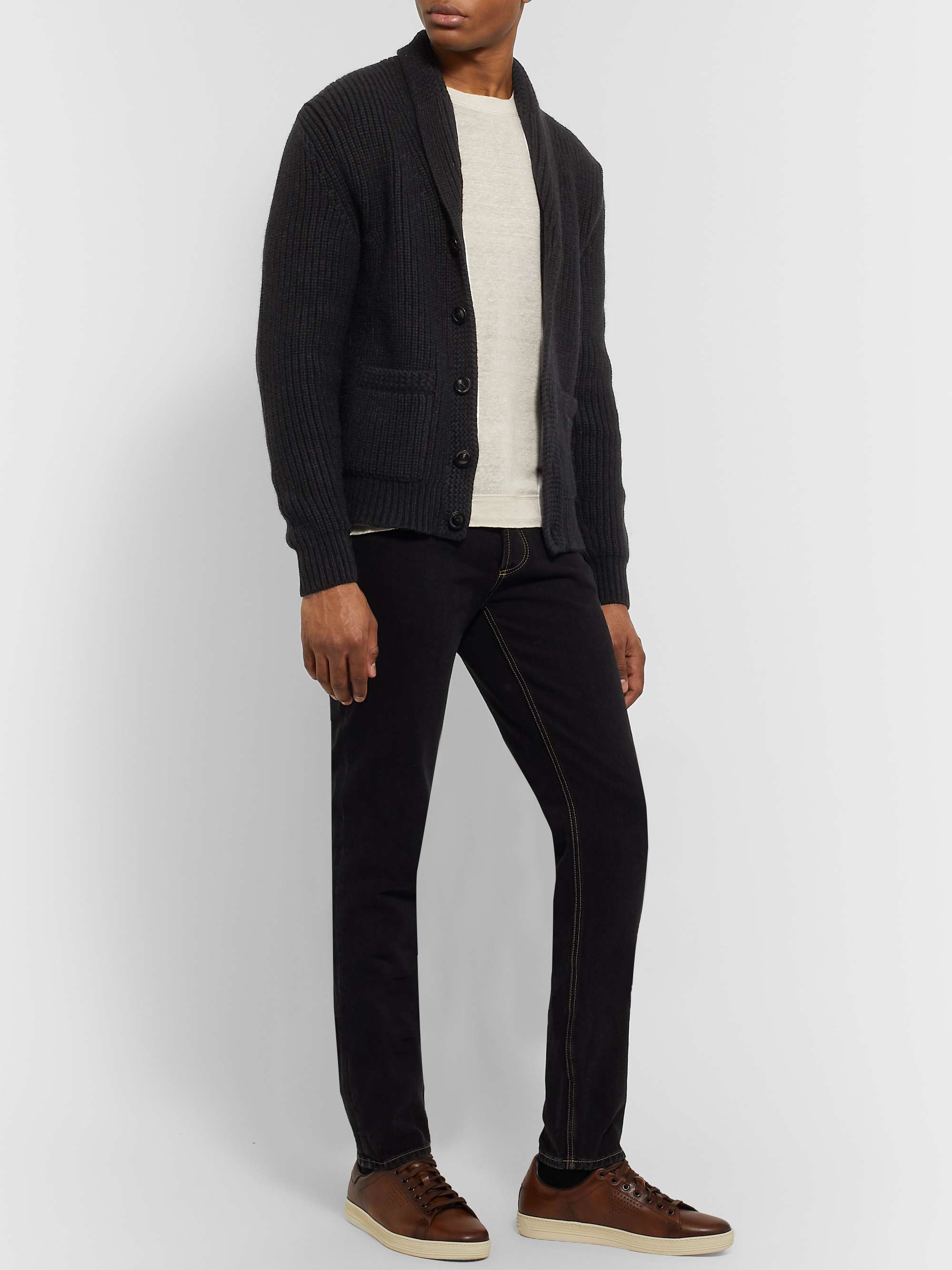 TOM FORD Shawl-Collar Cable-Knit Cashmere and Mohair-Blend Cardigan