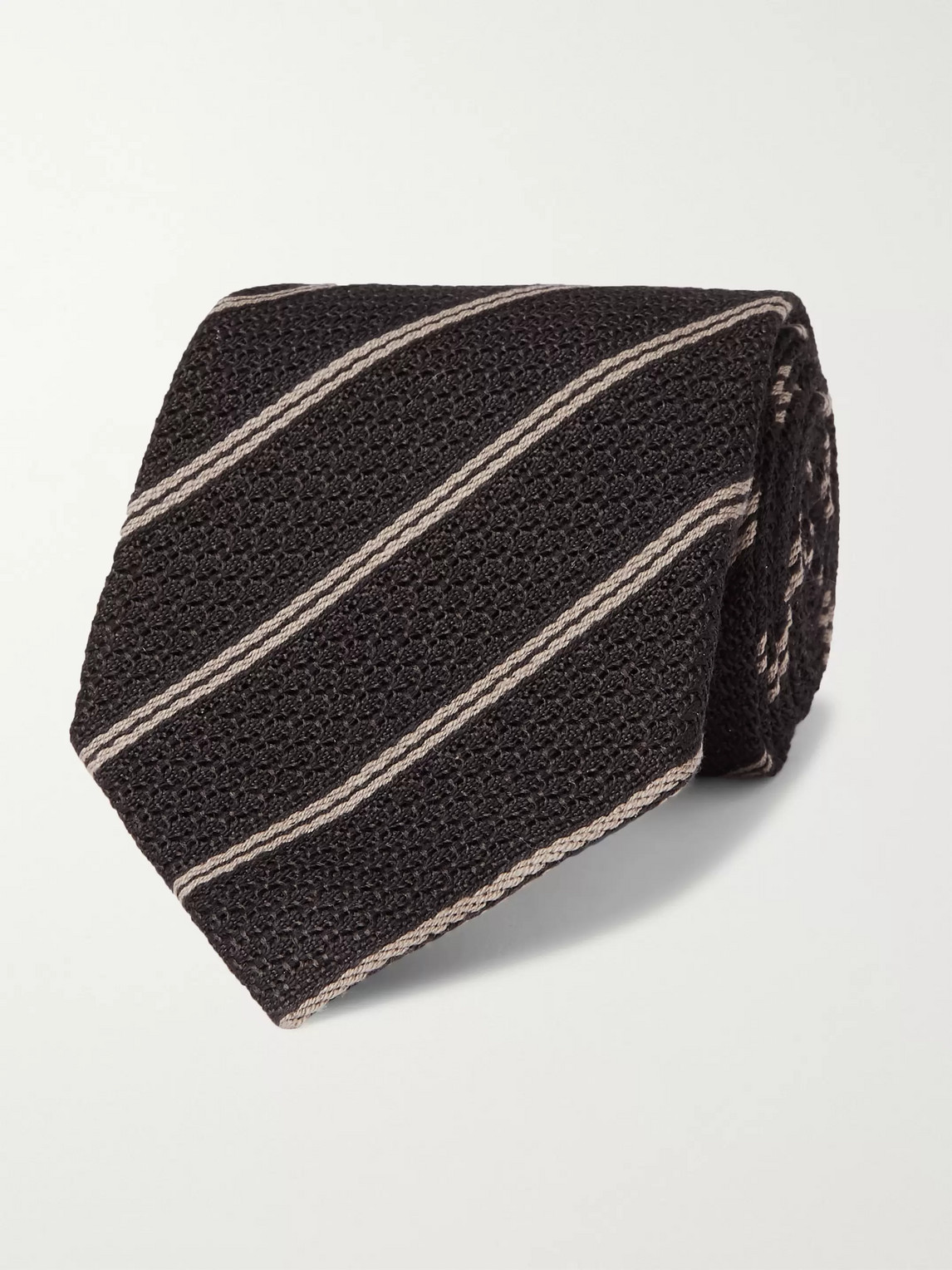 Tom Ford 8cm Striped Silk-blend Jacquard Tie In Black