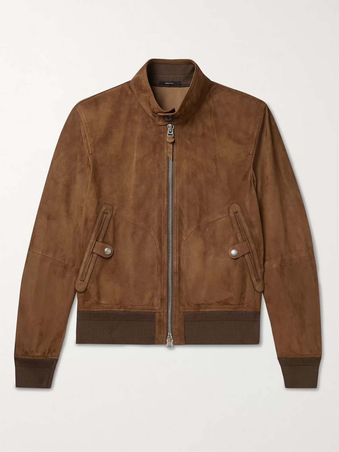 Tom Ford Suede Bomber Jacket In Brown