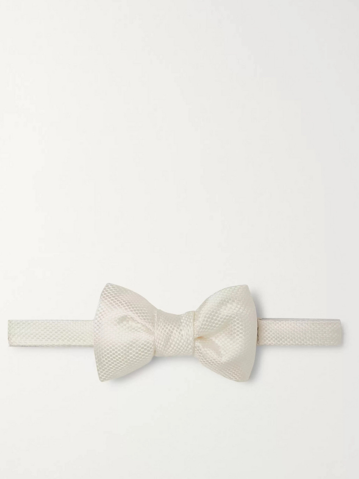 Tom Ford Pre-tied Textured Silk-jacquard Bow Tie In White