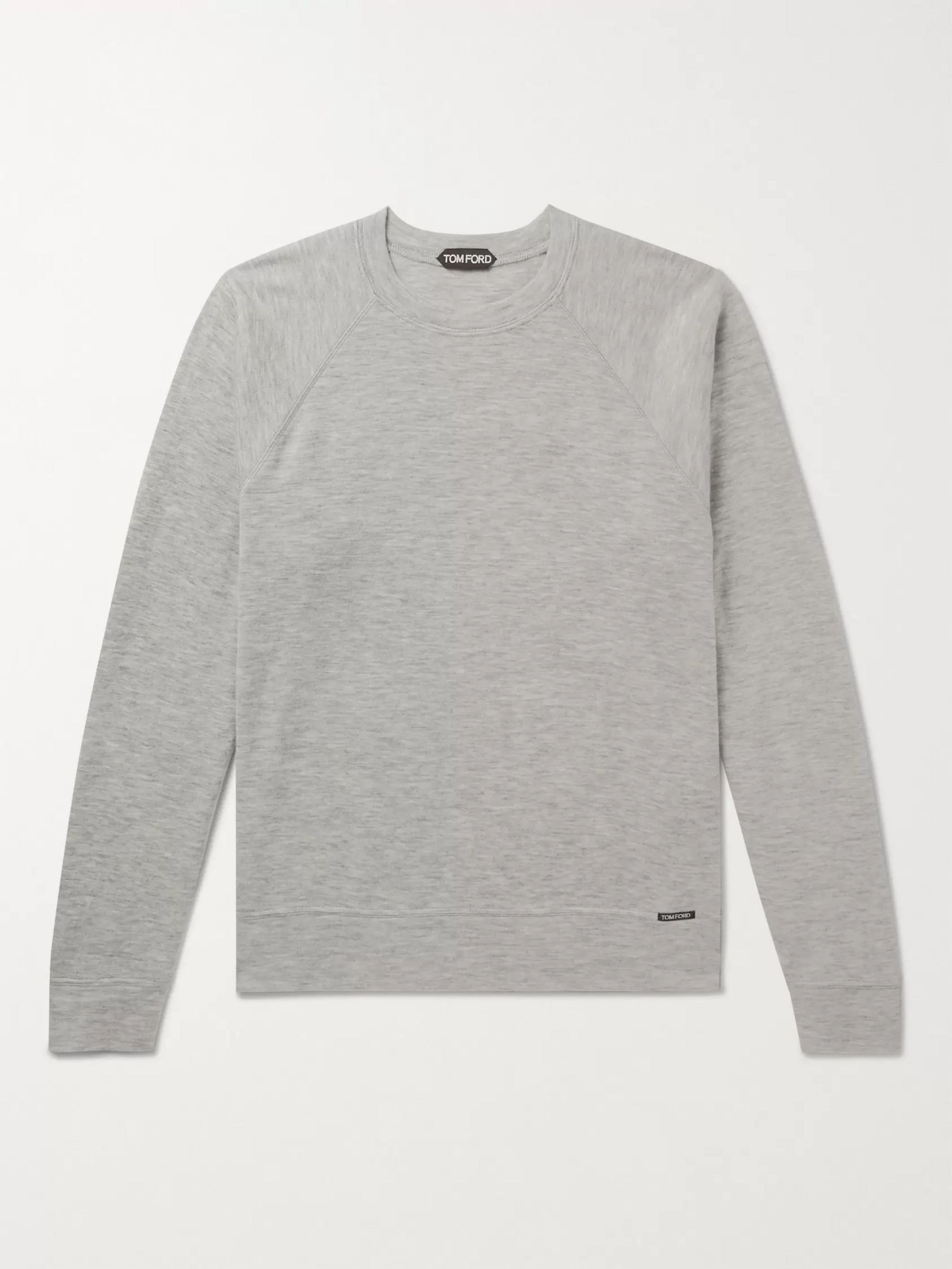Gray Mélange Cashmere-Jersey Sweater 