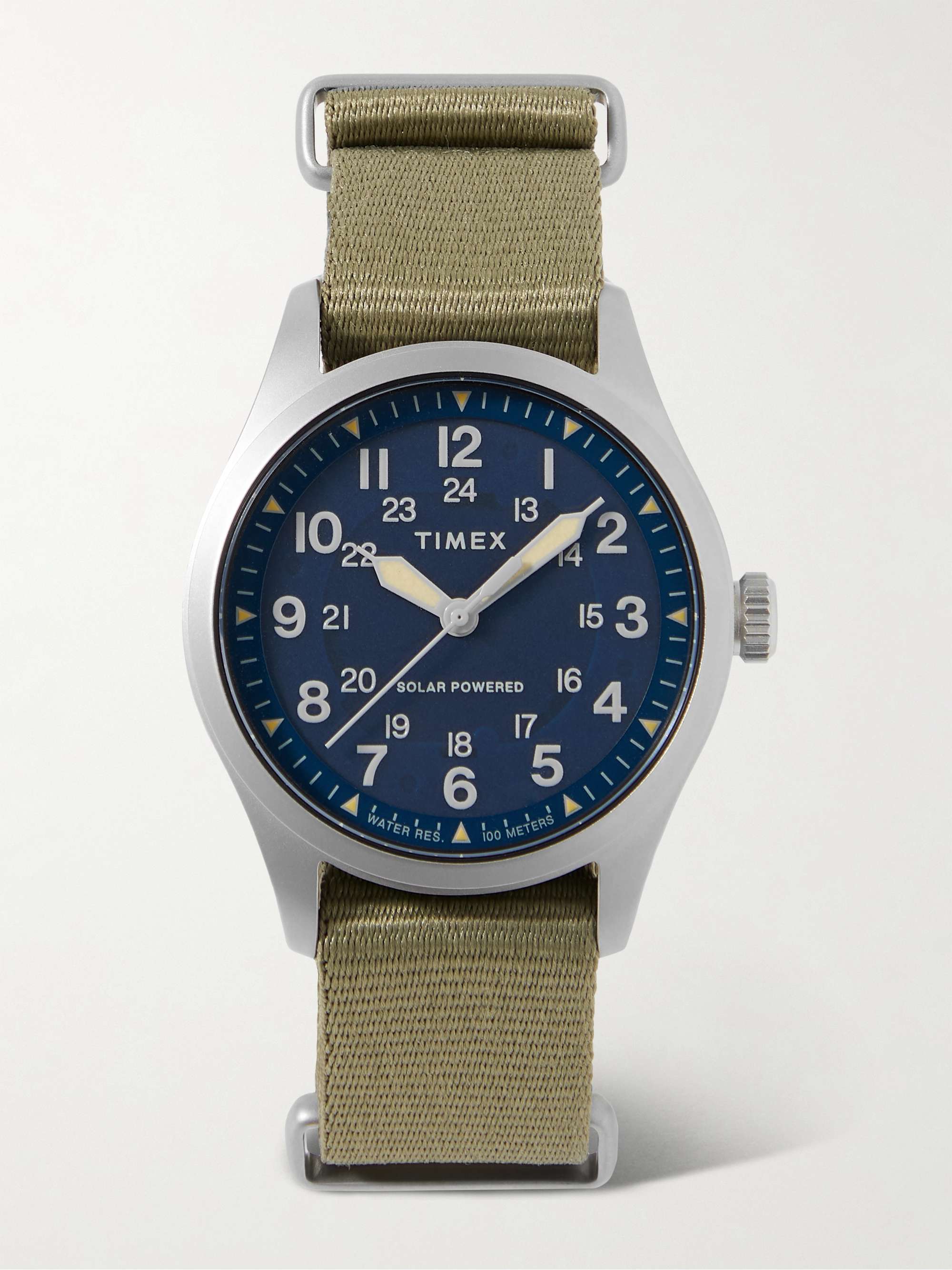 mrporter.com | Field Post Solar 41mm Stainless Steel and Recycled Webbing Watch