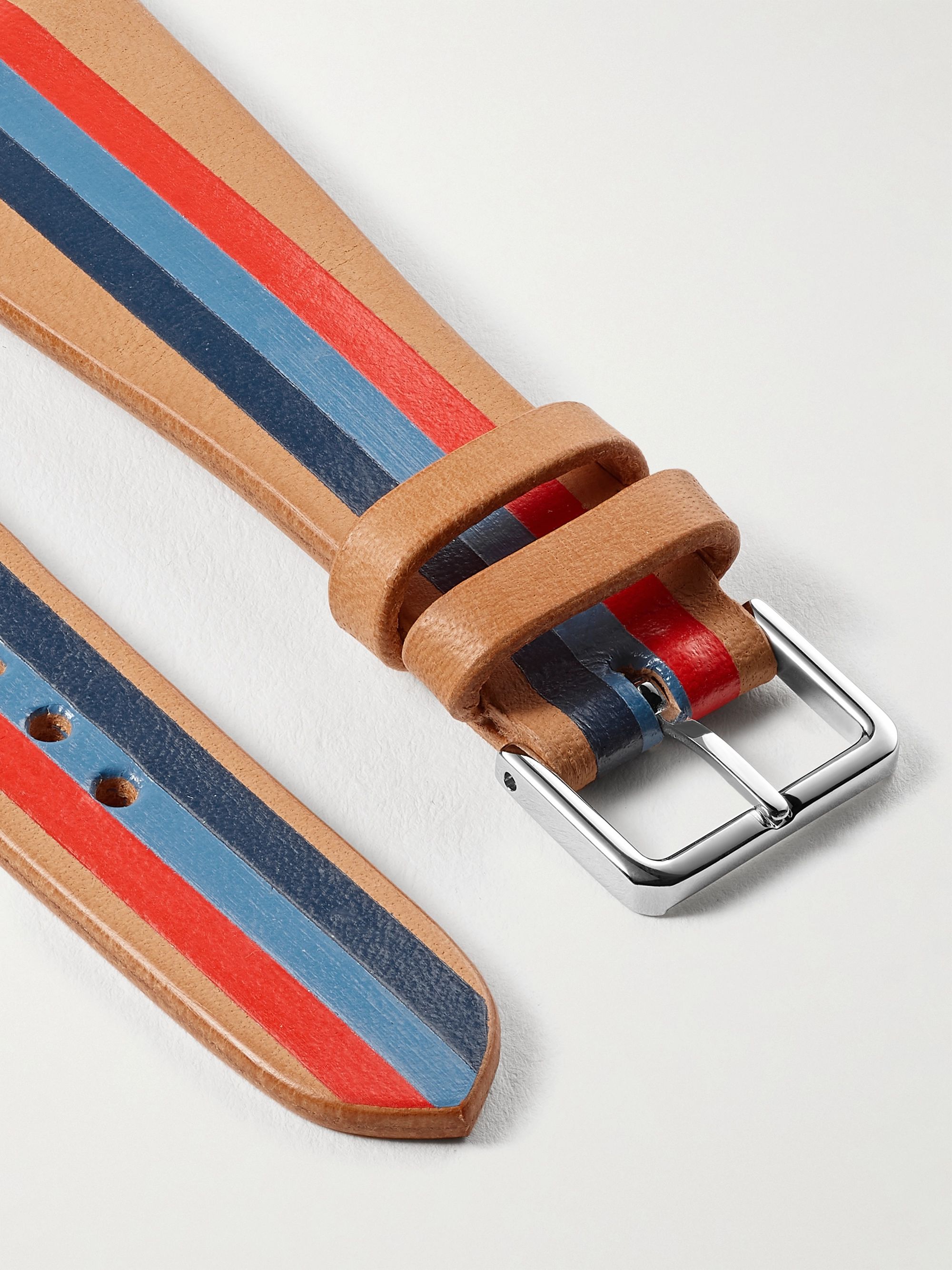 Straps navy blue stripes and burgundy leather finishes