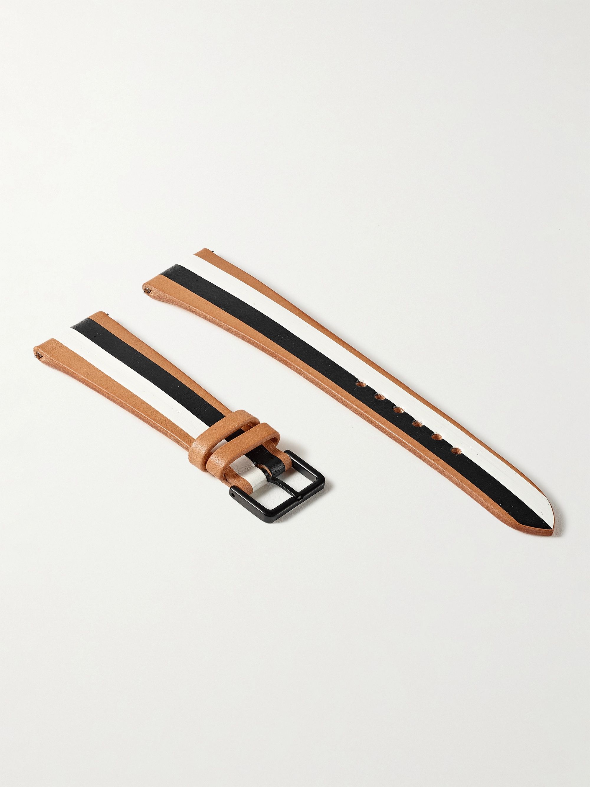 LACALIFORNIENNE B&W Striped Leather Watch Strap