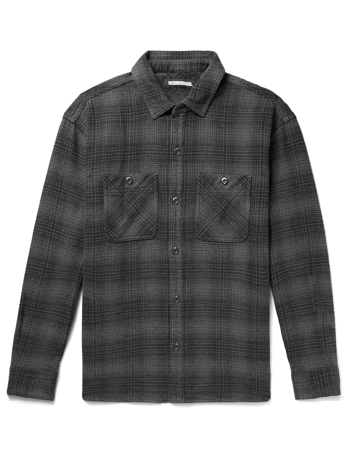 Neighborhood Lumbers Checked Brushed Cotton-flannel Shirt In Gray