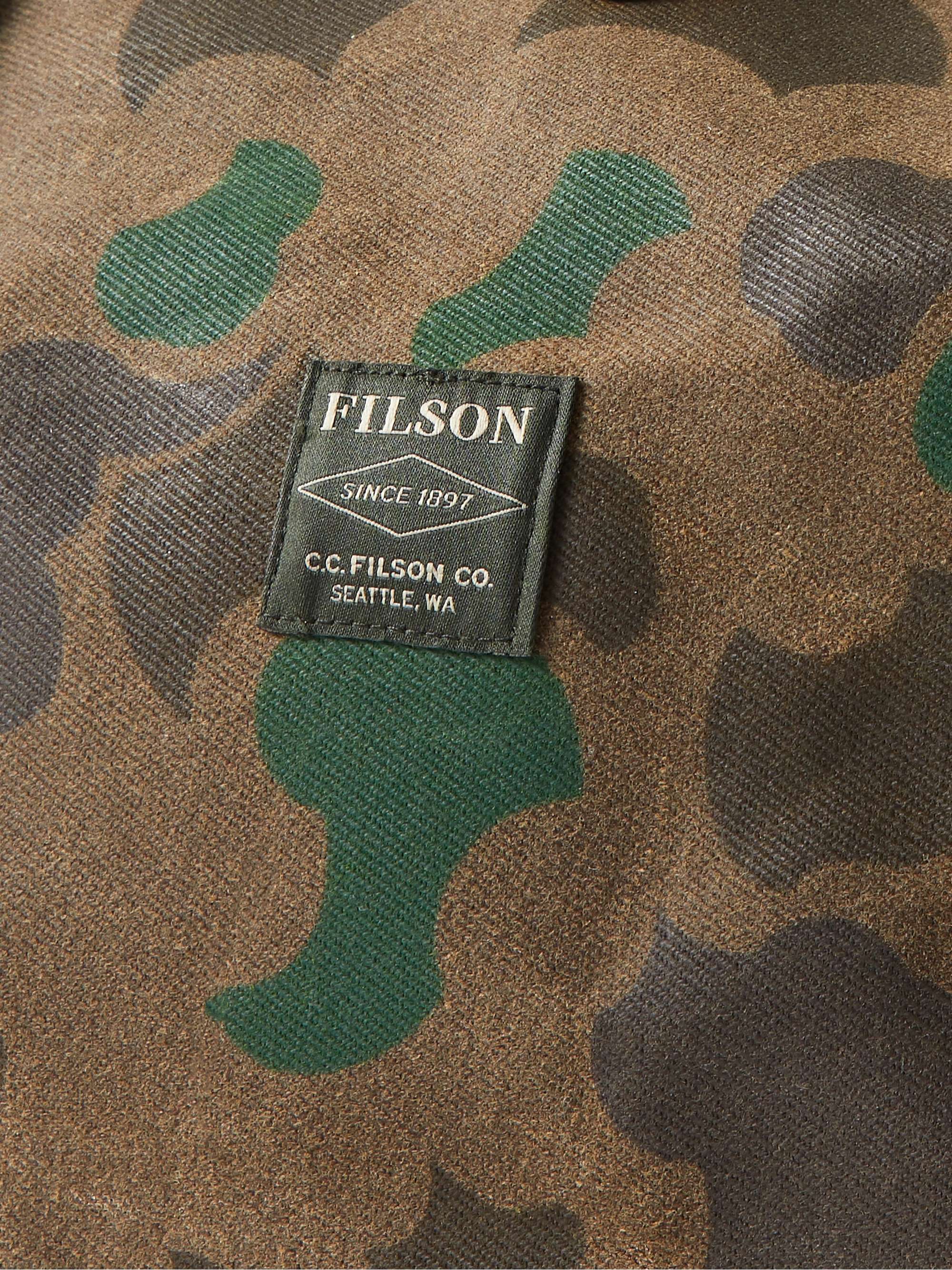 FILSON Medium Leather-Trimmed Camouflage-Print Waxed Rugged Twill Duffle Bag