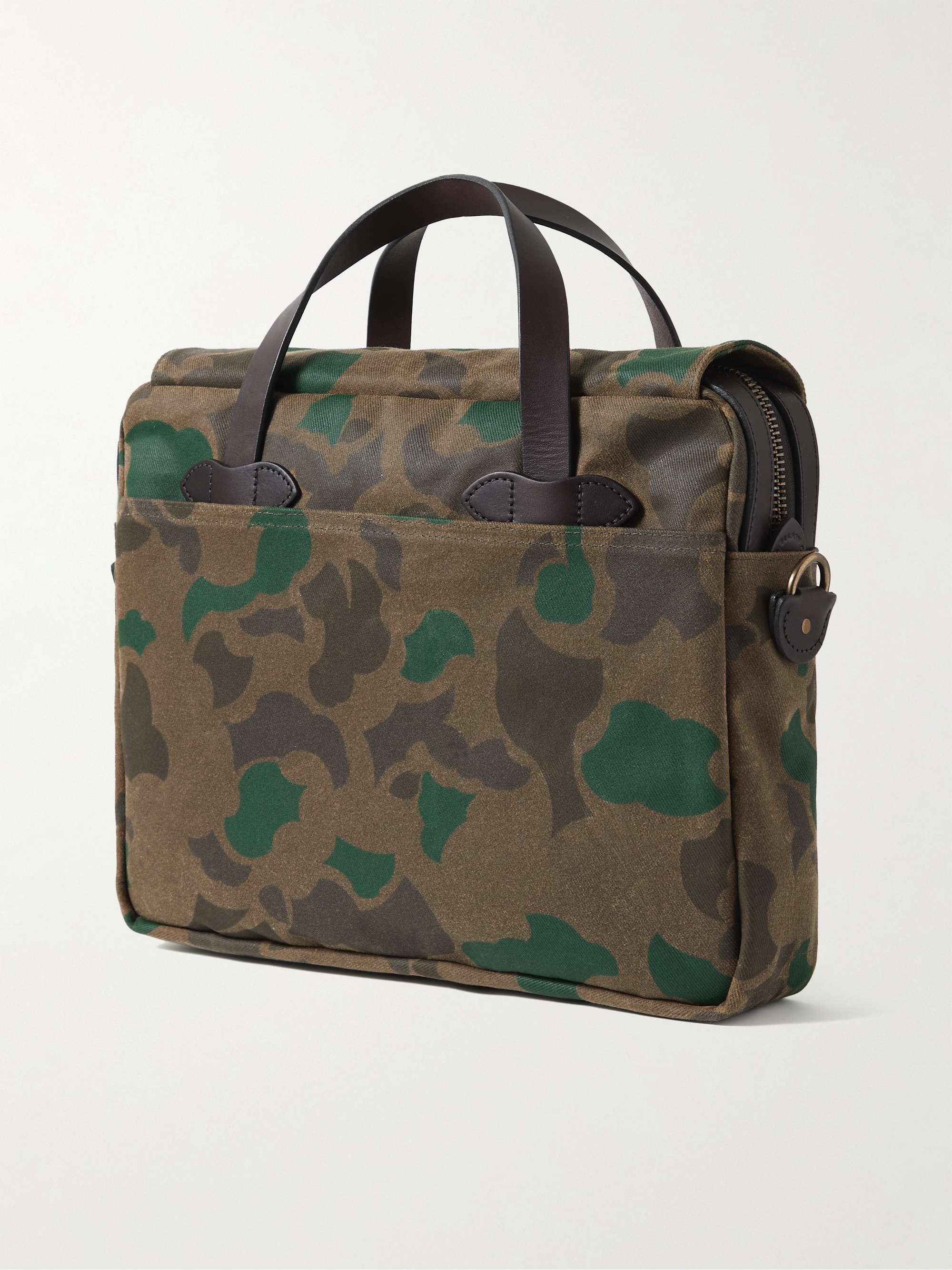 FILSON Original Leather-Trimmed Camouflage-Print Waxed Rugged Twill Briefcase