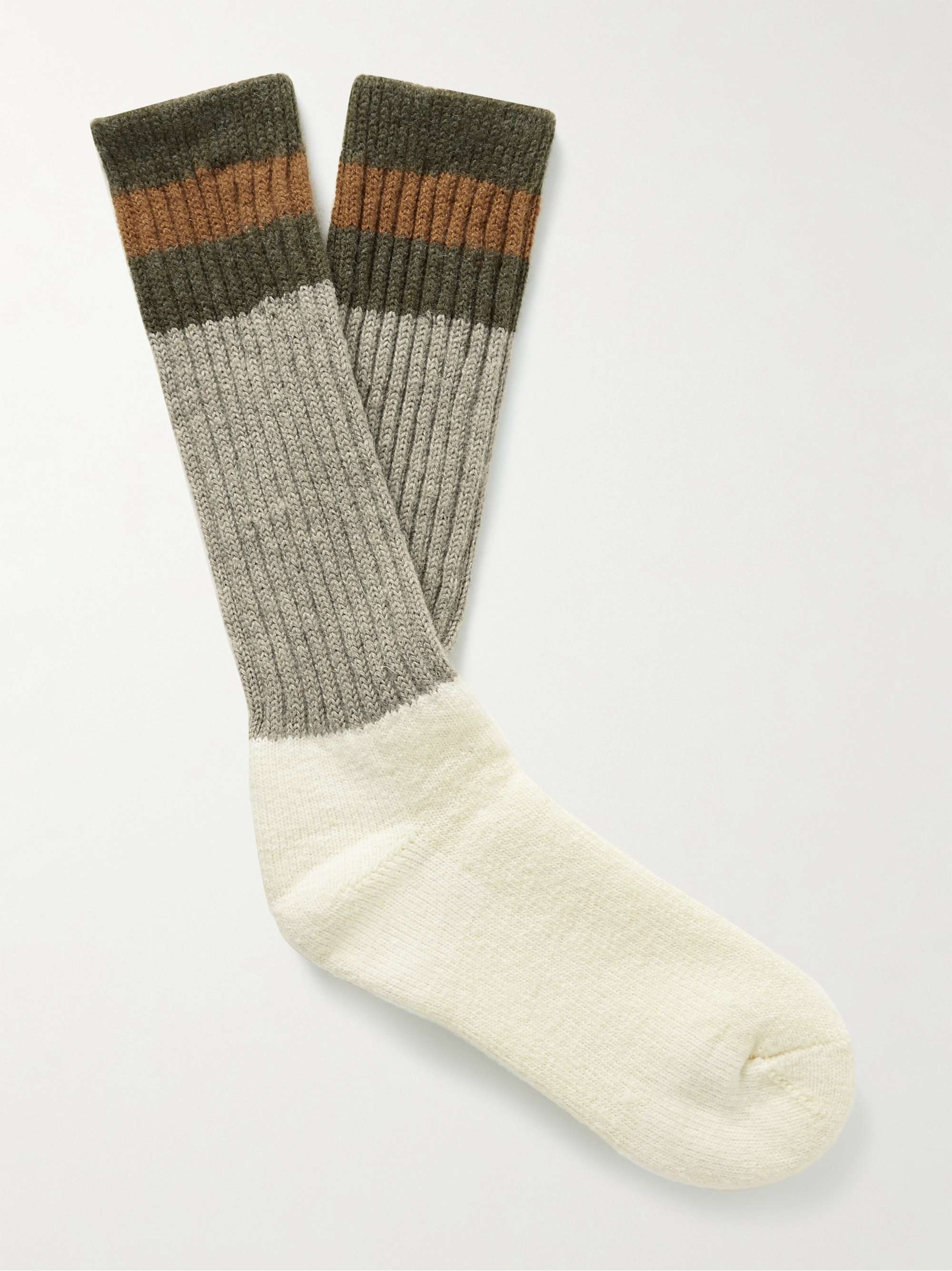 FILSON 1970's Logger Striped Merino Wool-Blend Socks