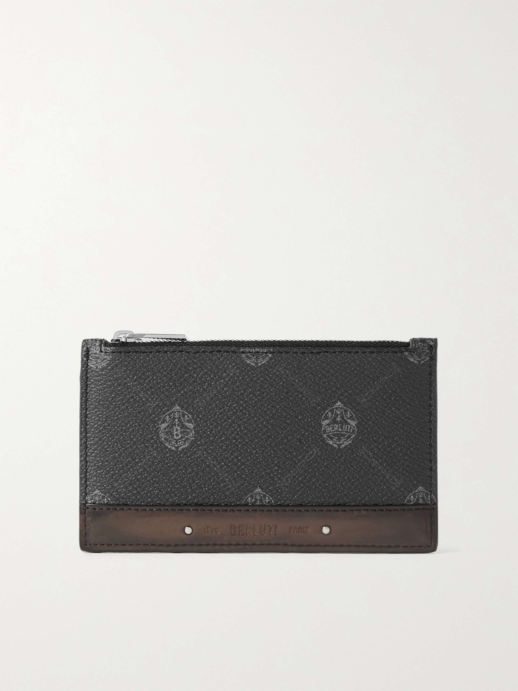 BERLUTI Signature Leather-Trimmed Monogrammed Coated-Canvas Zipped Wallet