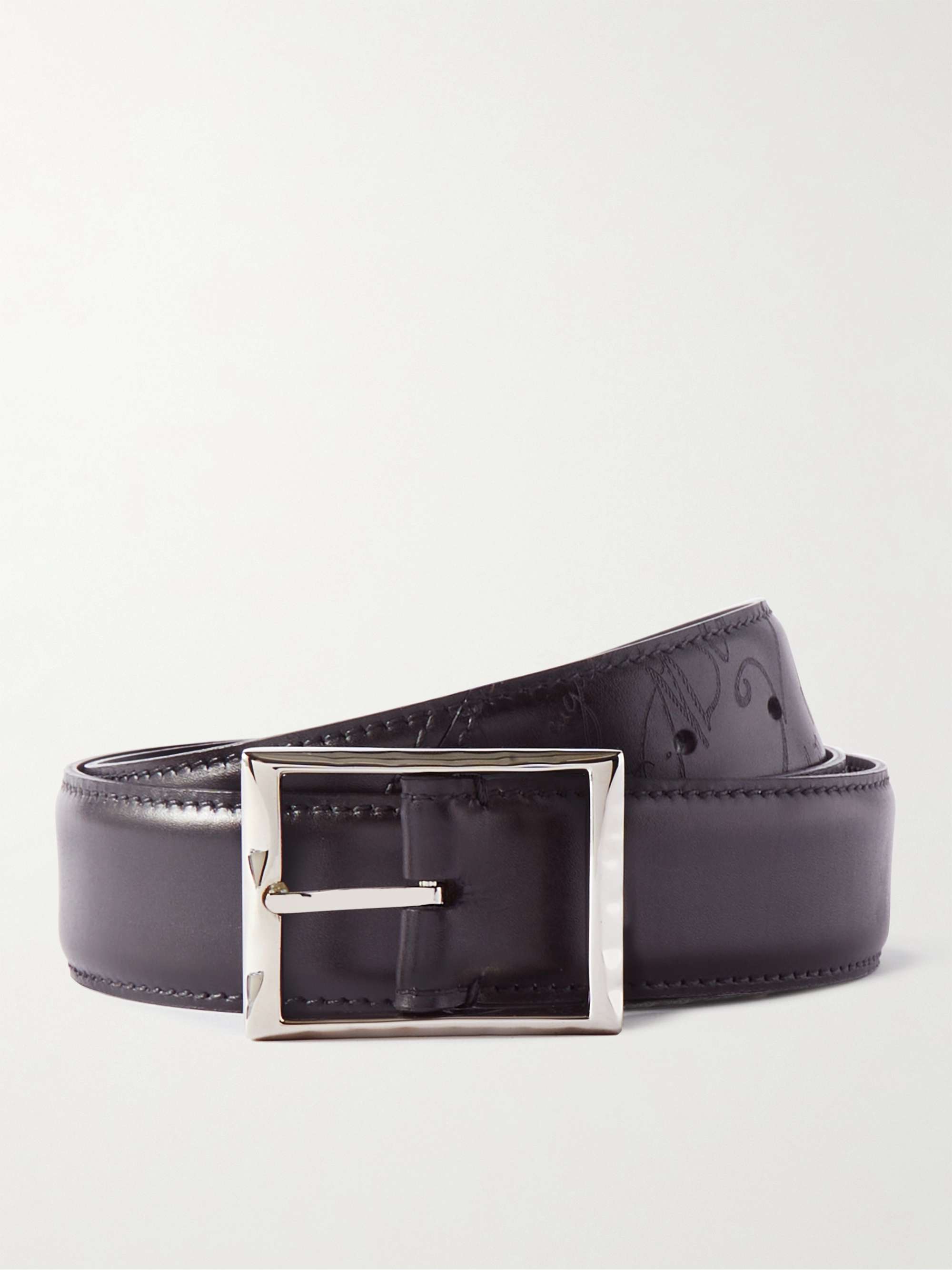 BERLUTI 3.5cm Scritto Venezia Leather Belt