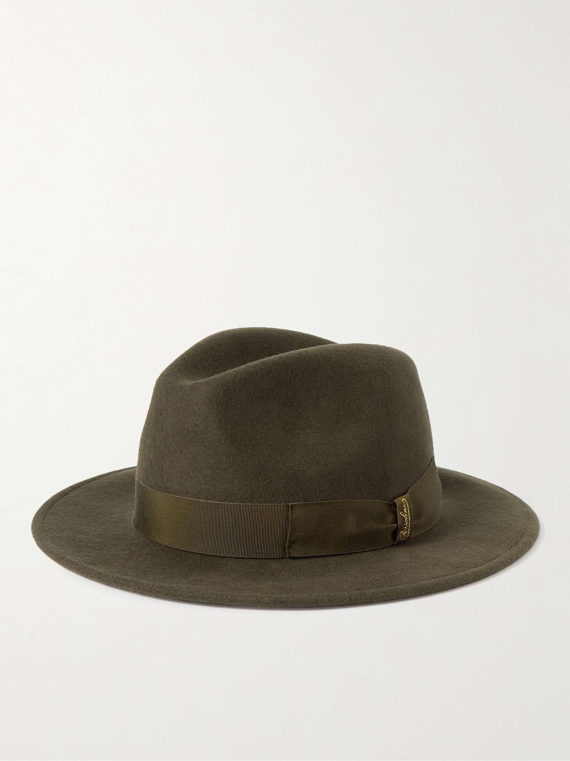 BORSALINO Grosgrain-Trimmed Wool-Felt Trilby Hat