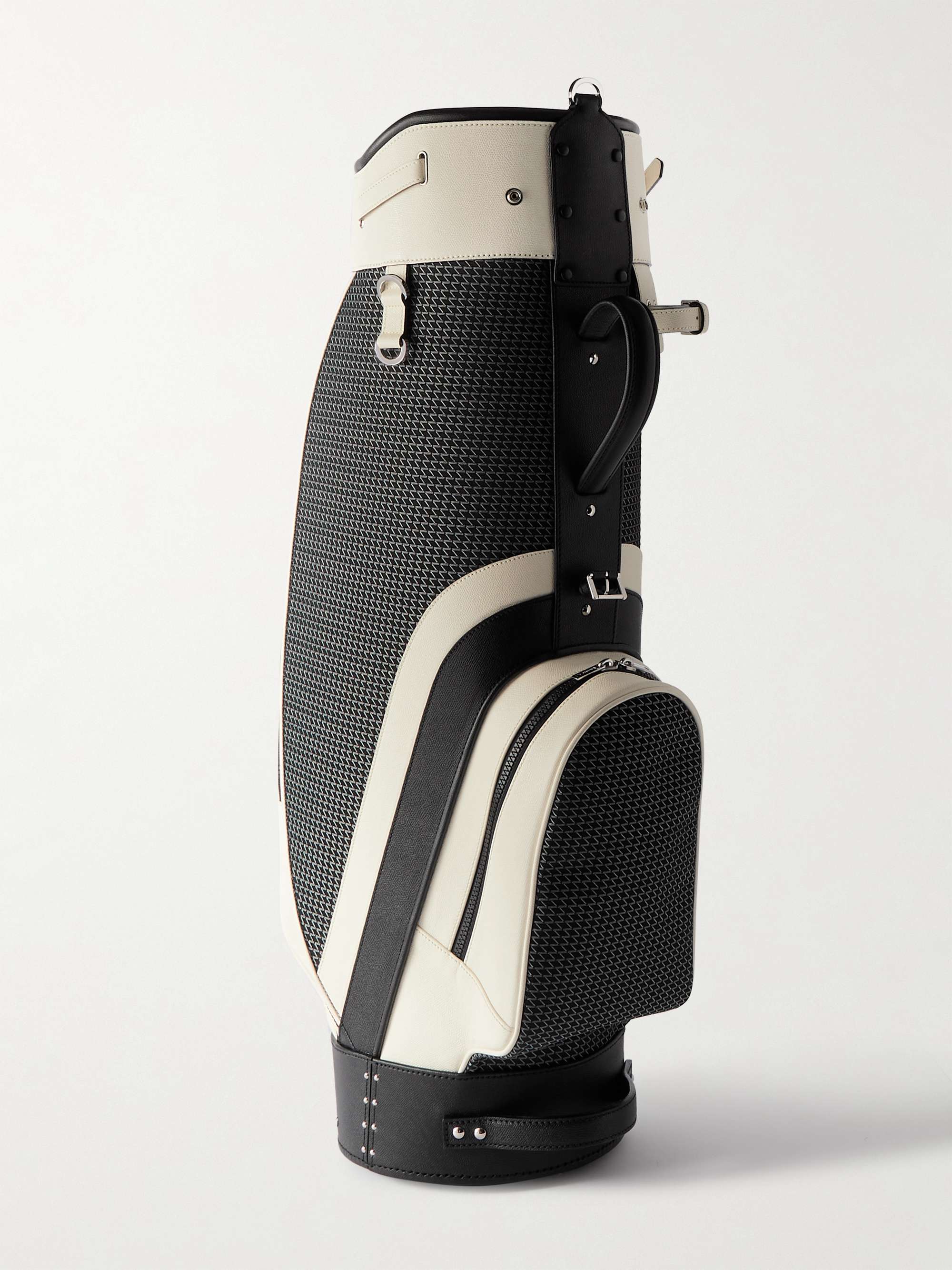 VALEXTRA Leather-Trimmed Canvas-Jacquard Golf Bag
