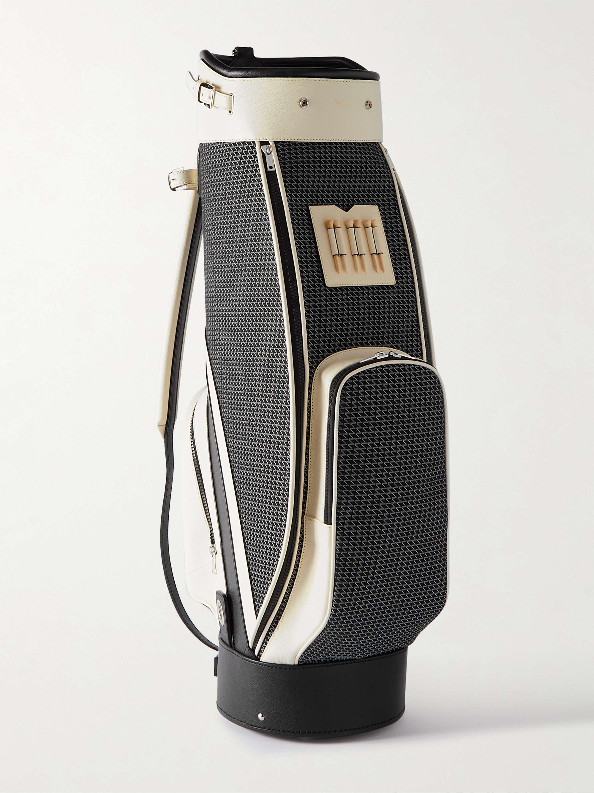 VALEXTRA Leather-Trimmed Canvas-Jacquard Golf Bag