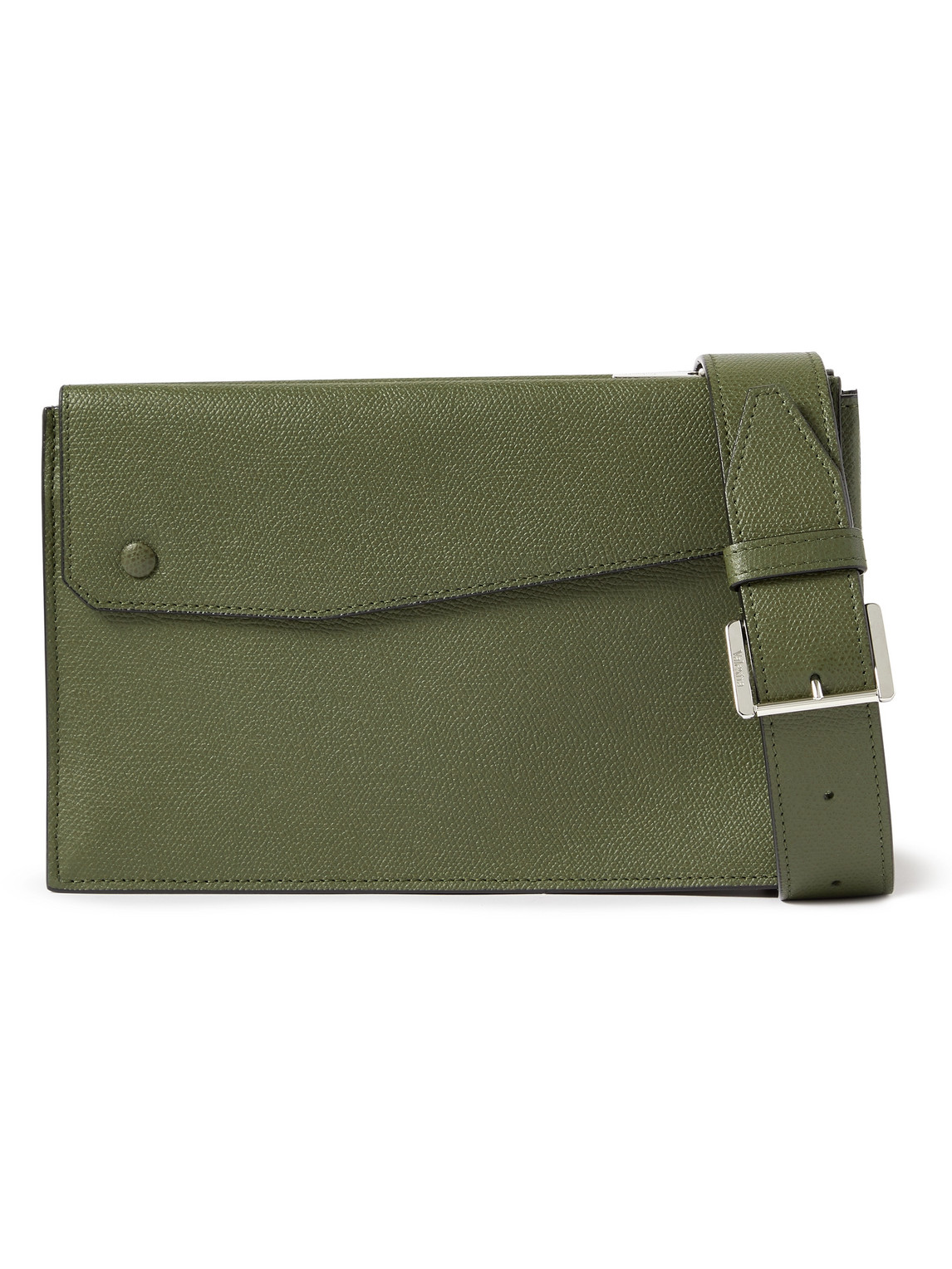 Valextra Leather Messenger Bag In Green