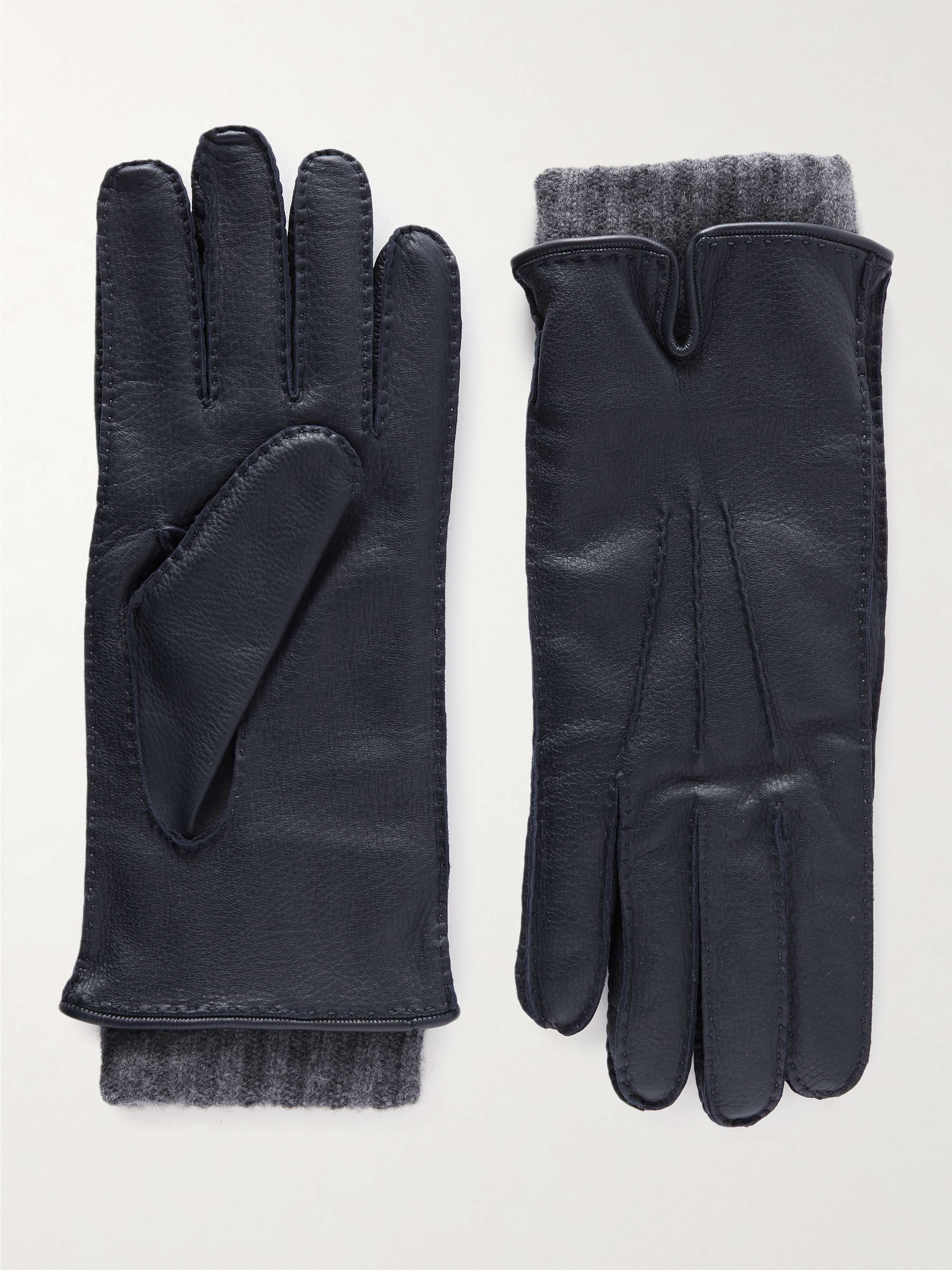 LORO PIANA Baby Cashmere-Lined Leather Gloves