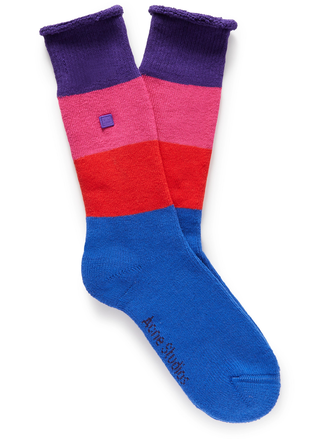 Striped Logo-Appliquéd Stretch Cotton-Blend Socks