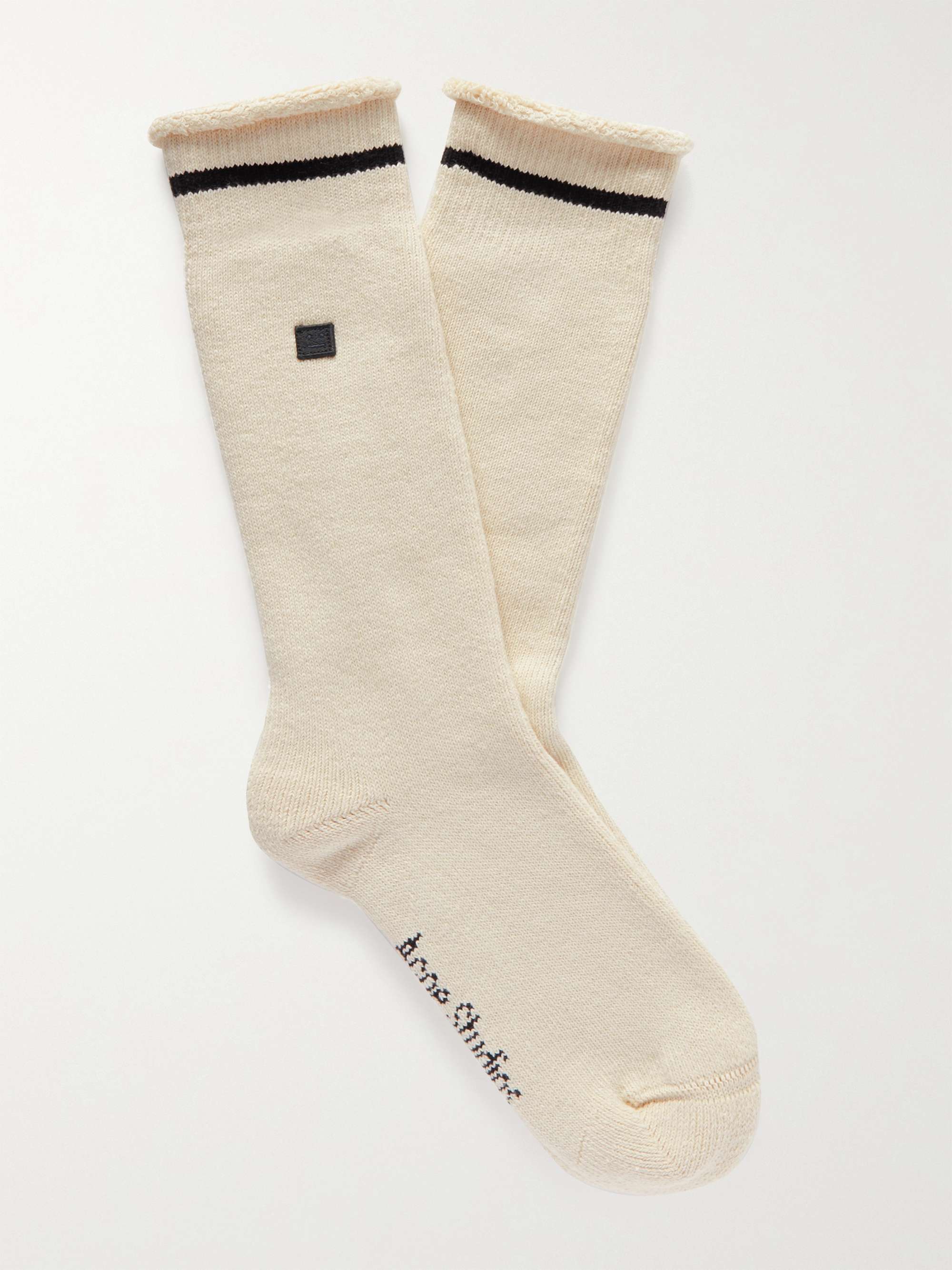 ACNE STUDIOS Striped Logo-Appliquéd Stretch Cotton-Blend Socks