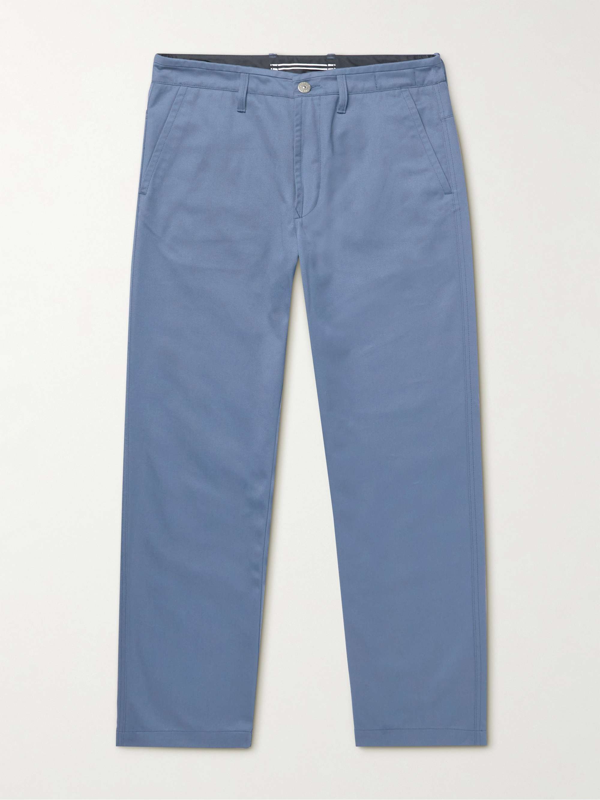 스톤 아일랜드 팬츠 Stone Island Straight-Leg Logo-Appliqued Gabardine Trousers,Blue