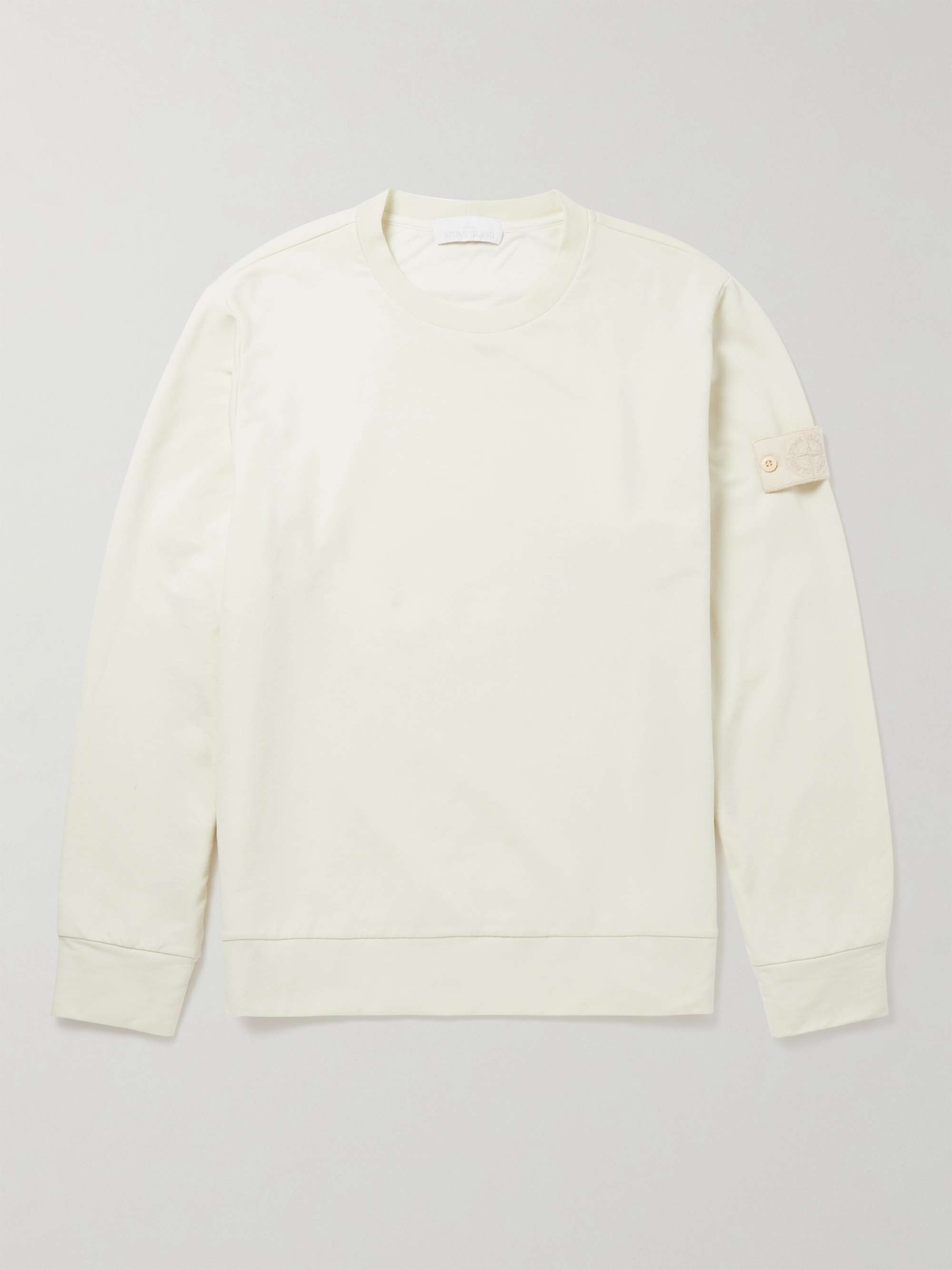 STONE ISLAND Logo-Appliquéd Cotton-Blend Jersey Sweatshirt