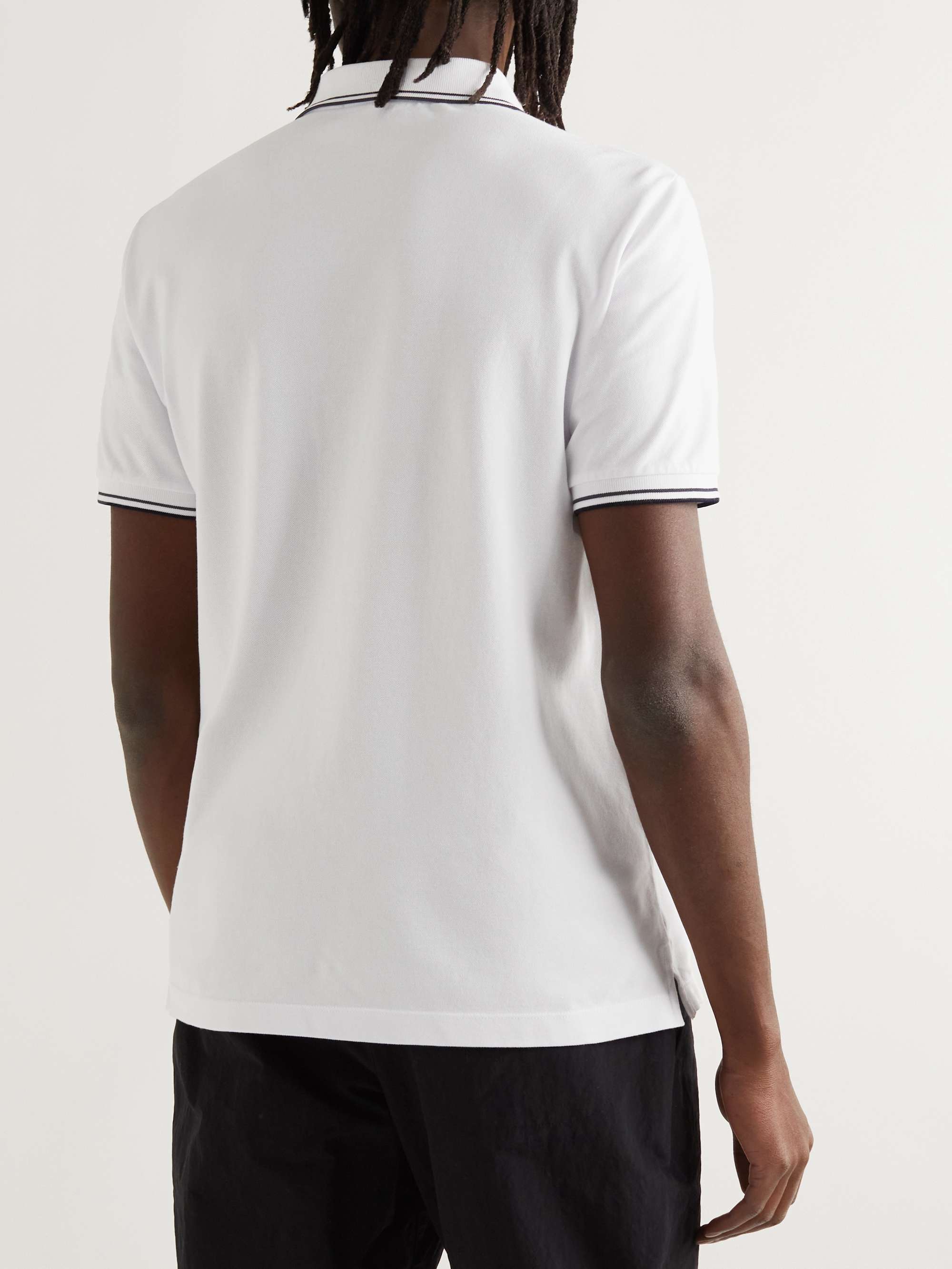 STONE ISLAND Slim-Fit Logo-Appliquéd Stretch-Cotton Piqué Polo Shirt