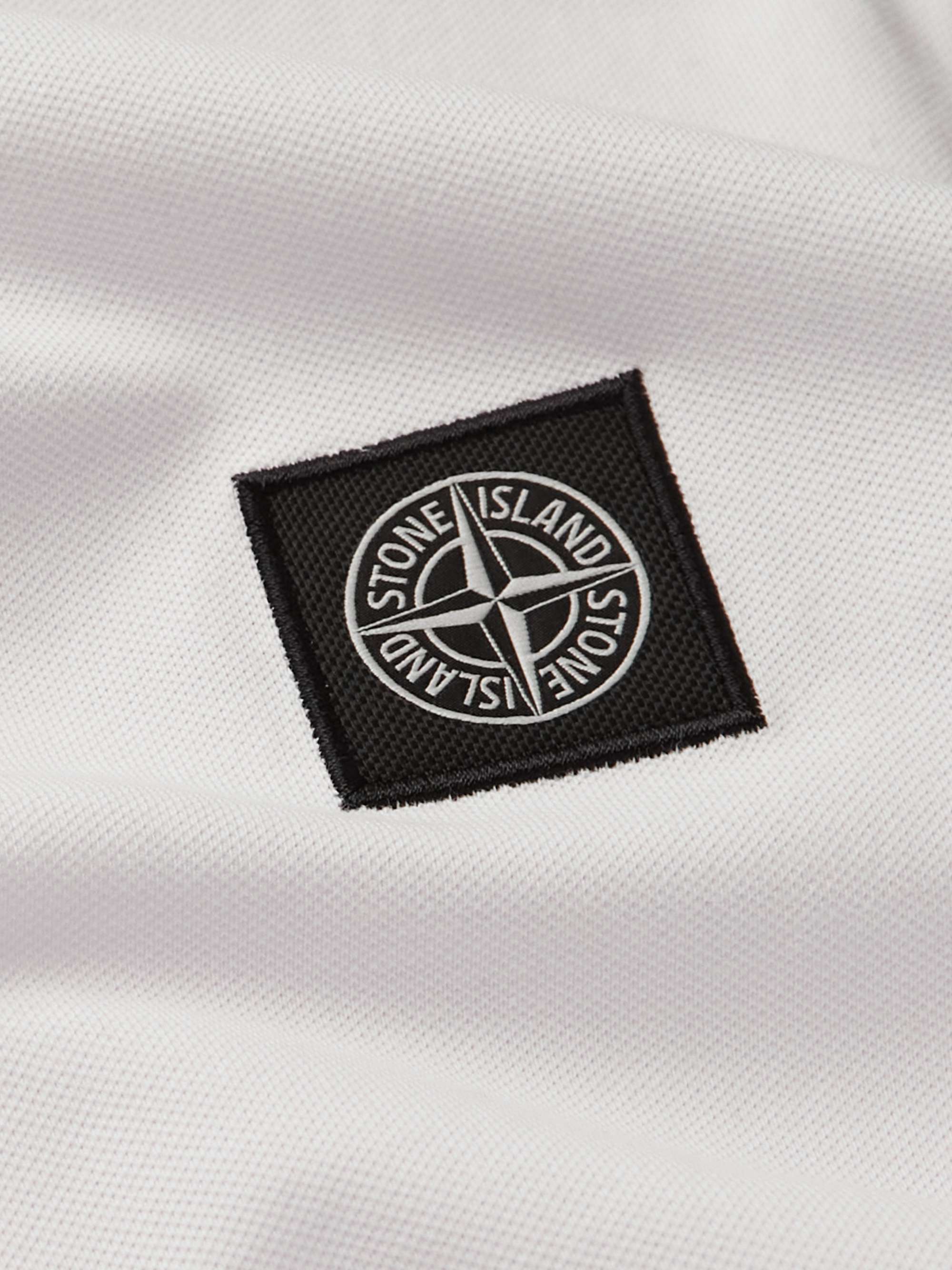 STONE ISLAND Slim-Fit Contrast-Tipped Stretch-Cotton Piqué Polo Shirt