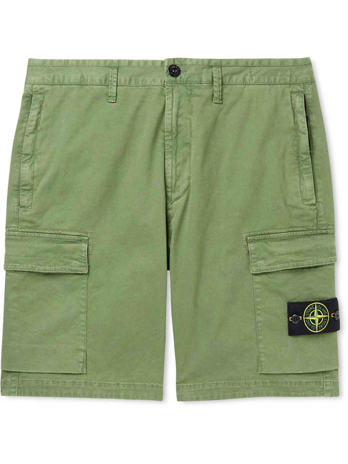 Straight-Leg Garment-Dyed Cotton-Blend Twill Cargo Shorts