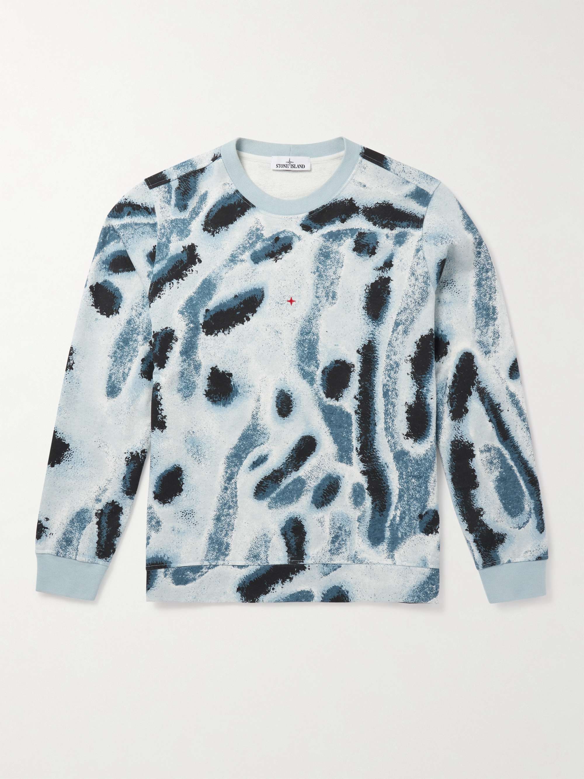 스톤 아일랜드 스웻셔츠 Stone Island Printed Cotton-Jersey Sweatshirt,Blue