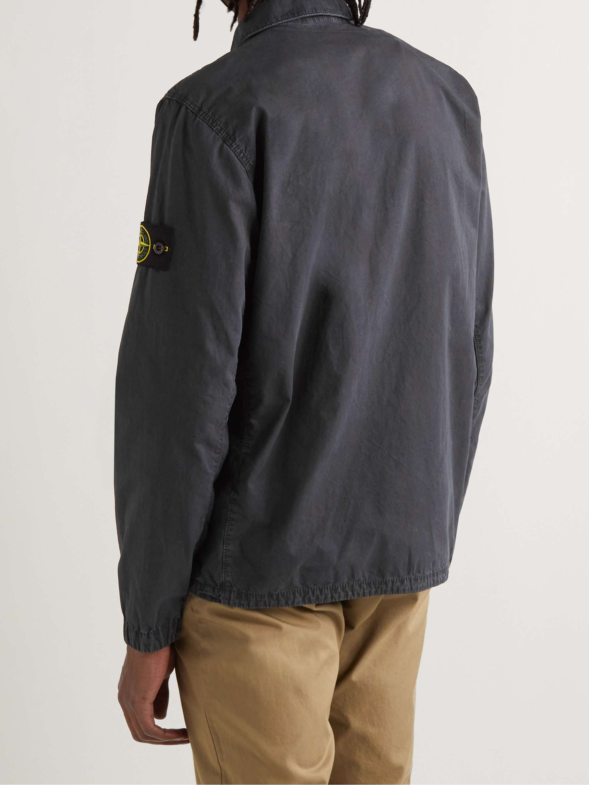 STONE ISLAND Slim-Fit Logo-Appliquéd Brushed Cotton-Canvas Jacket