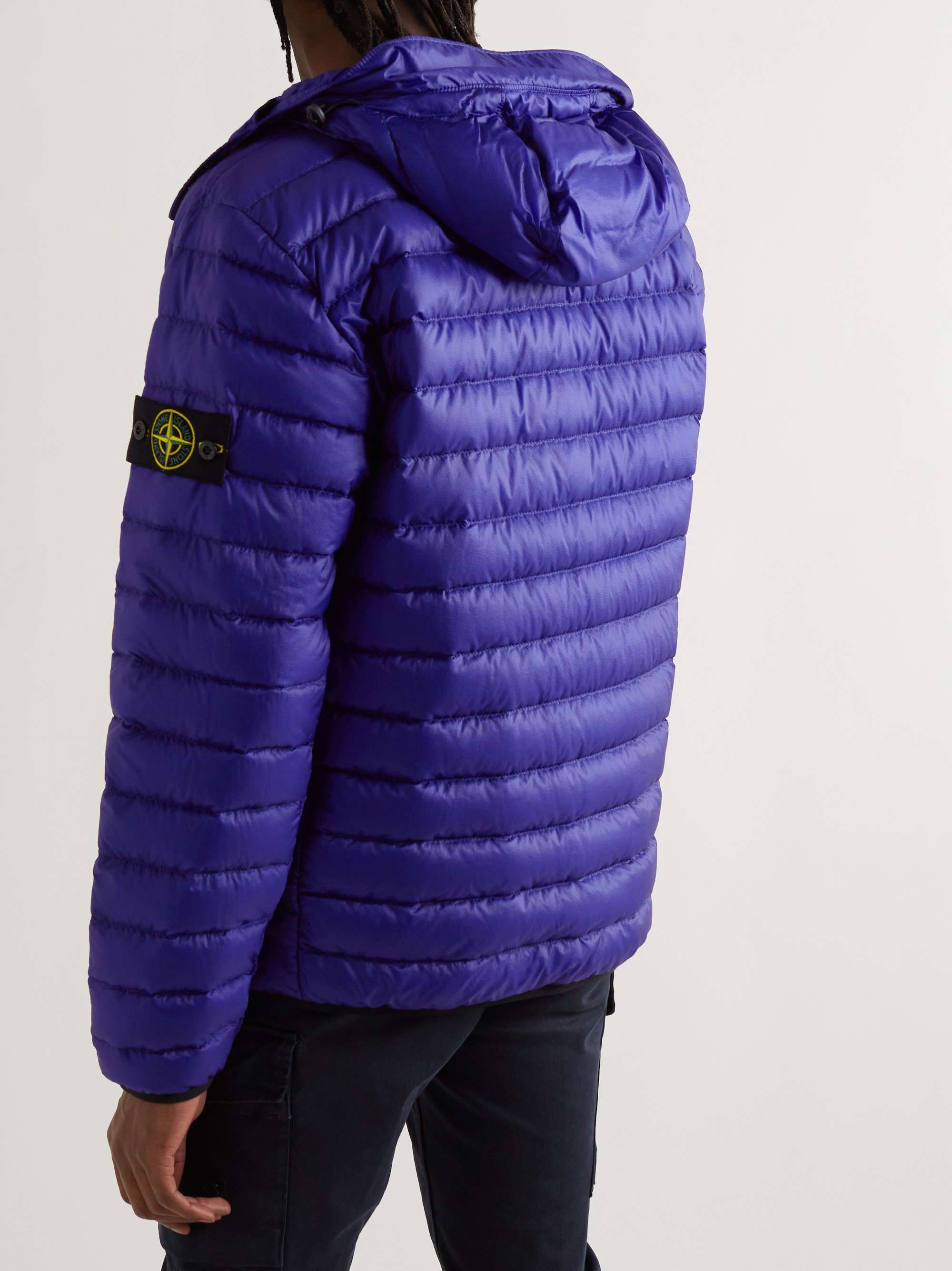 STONE ISLAND Logo-Appliquéd Quilted Cotton and Nylon Tela-Blend Hooded Down Jacket
