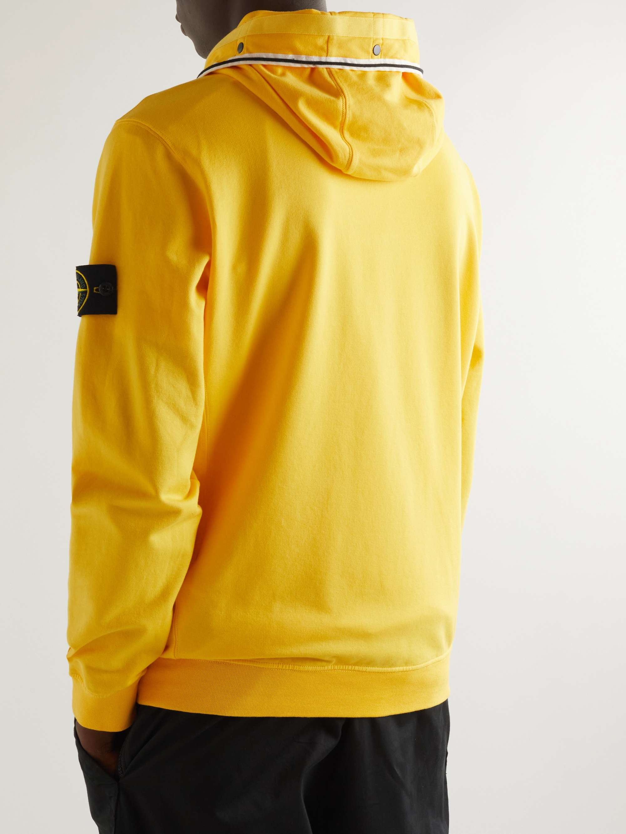 STONE ISLAND Logo-Embroidered Cotton-Blend Jersey Hoodie