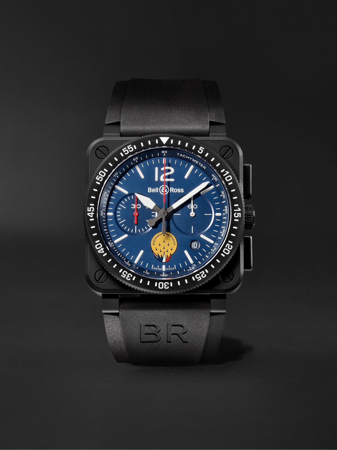 BR 03-94 PA94 Patrouille de France Limited Edition Chronograph Ceramic and Rubber Watch, Ref. No. BR0394-PAF1-CE/SRB