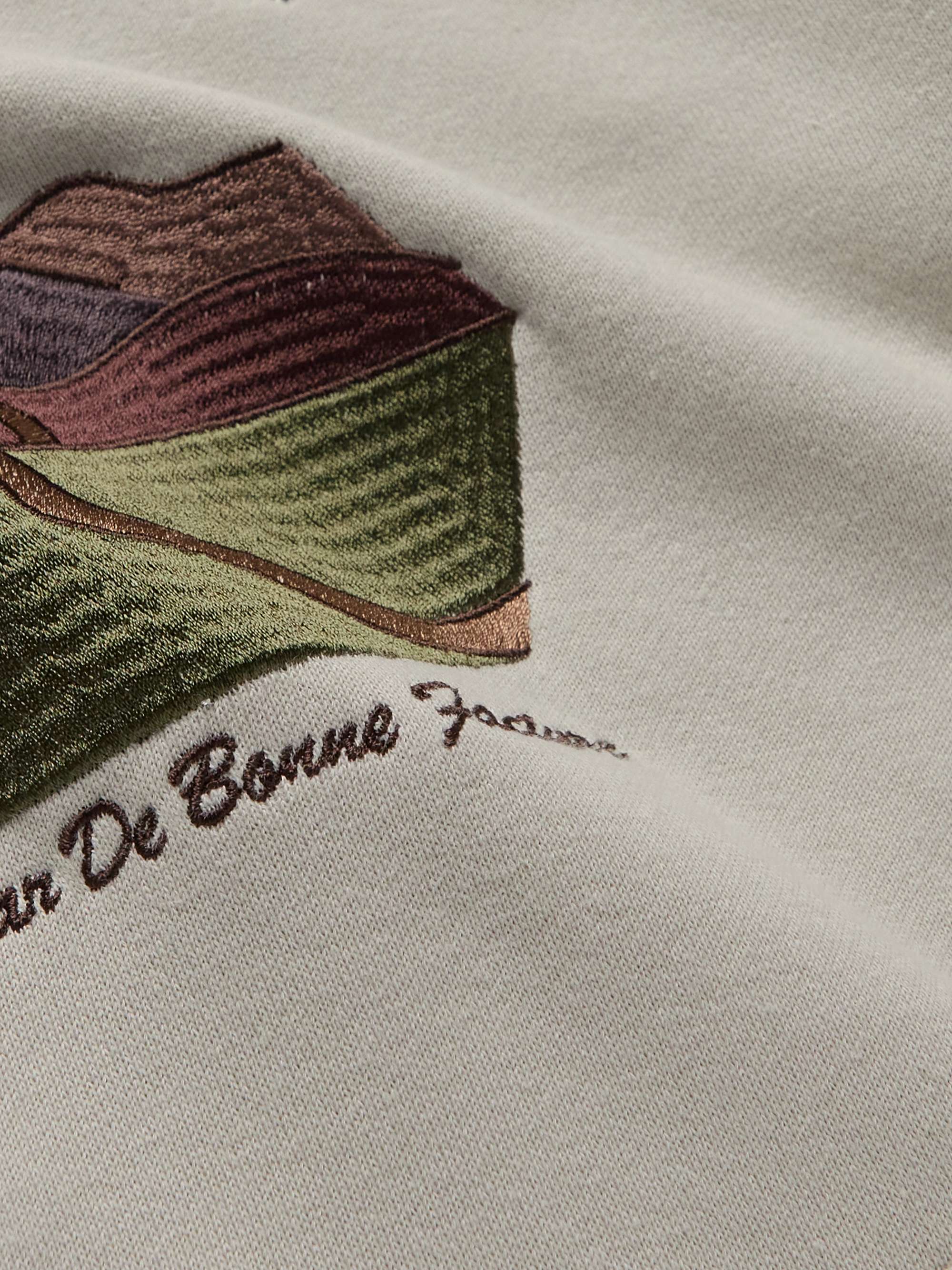 DE BONNE FACTURE Logo-Embroidered Cotton-Jersey Hoodie