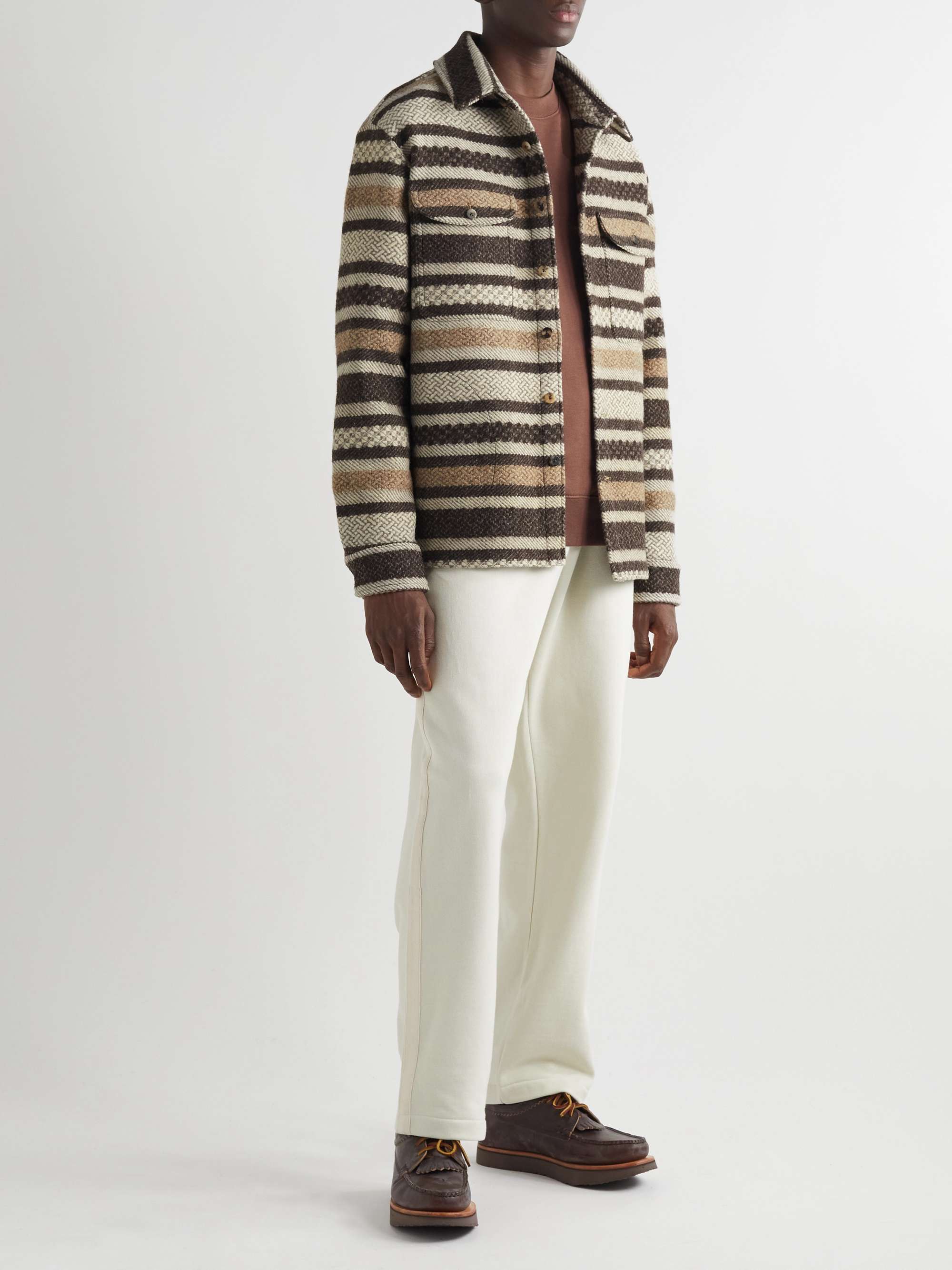 DE BONNE FACTURE Wool-Jacquard Shirt Jacket