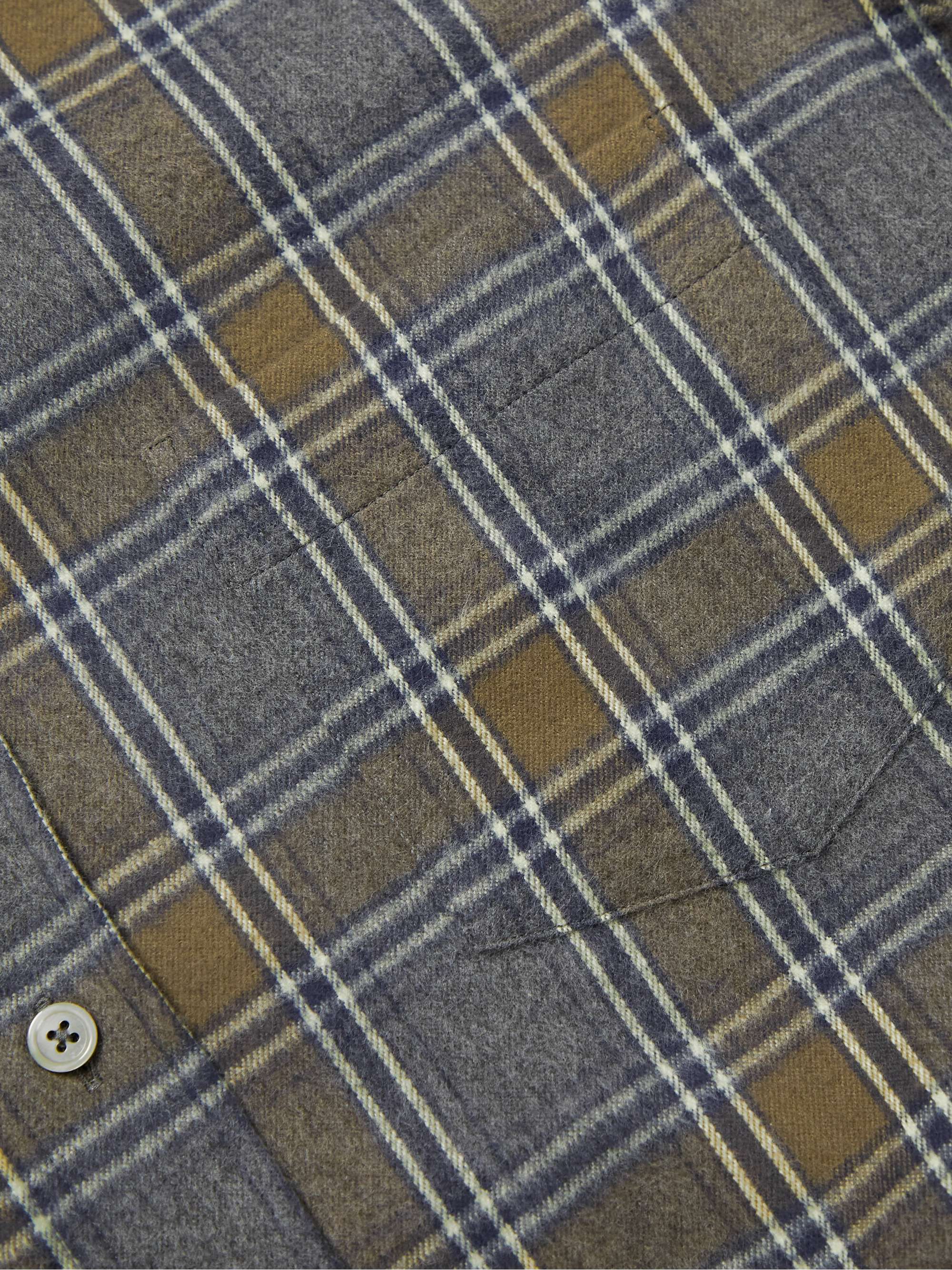 DE BONNE FACTURE Button-Down Collar Checked Brushed Cotton-Flannel Shirt