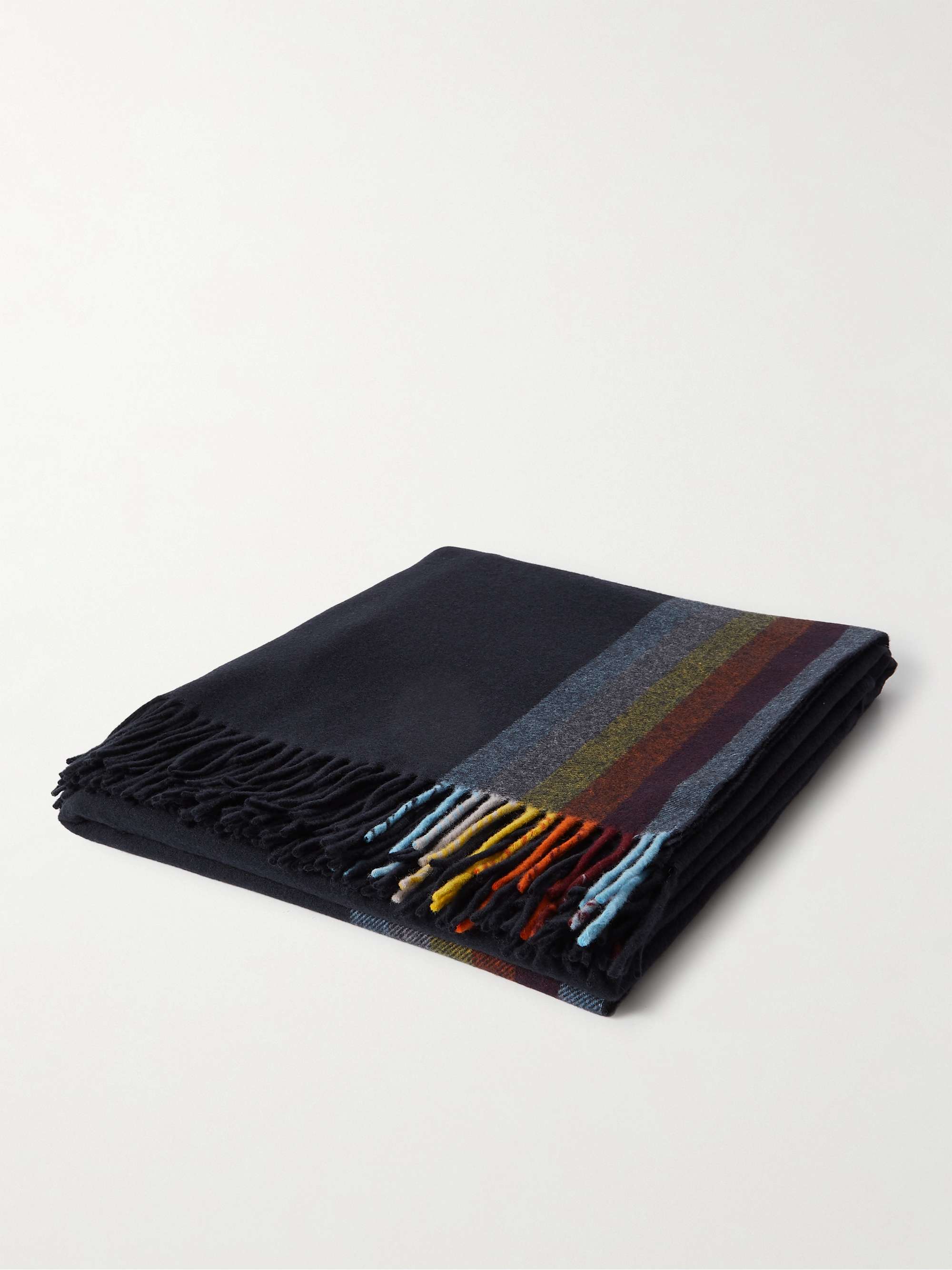 PAUL SMITH Fringed Striped Wool and Cashmere-Blend Throw